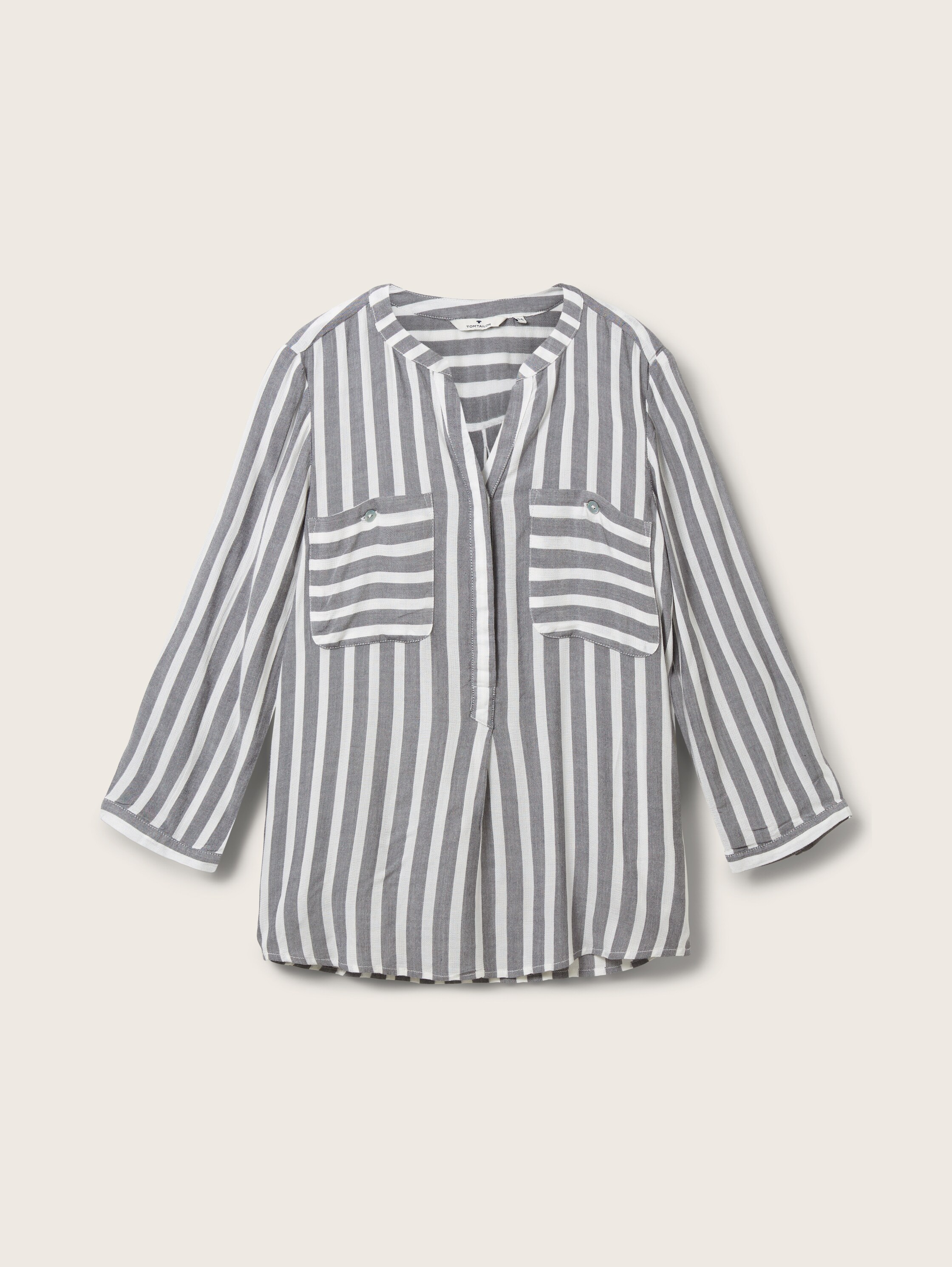 Striped blouse with pockets - offwhite_navy_vertical_stripe - 