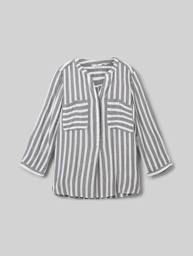 Gestreepte blouse met zakken door Women, offwhite navy vertical stripe
