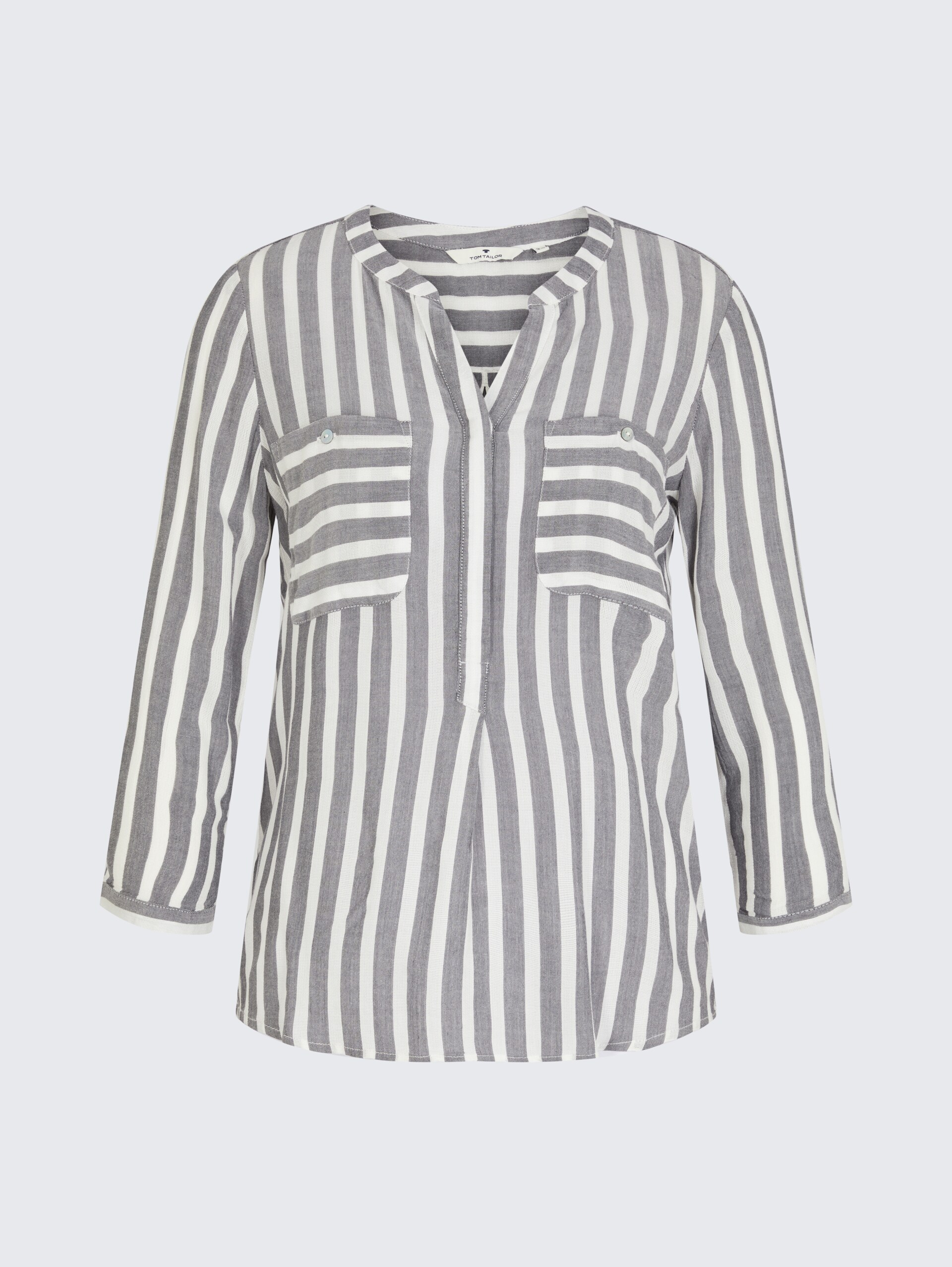 Gestreifte Bluse mit Taschen - offwhite navy vertical stripe - Vorder-Produkt-Ansicht