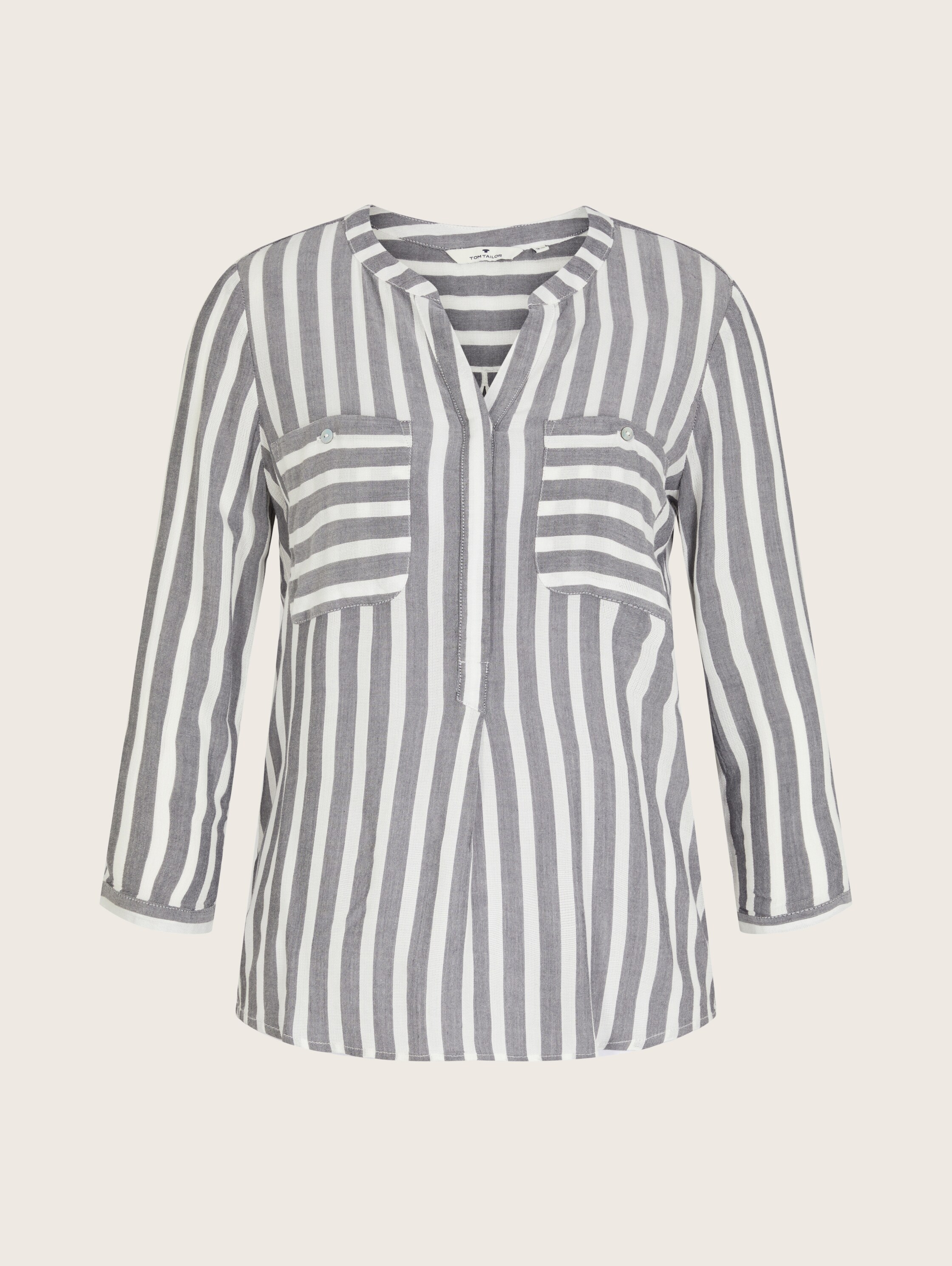 Gestreifte Bluse mit Taschen - offwhite navy vertical stripe - Vorder-Produkt-Ansicht