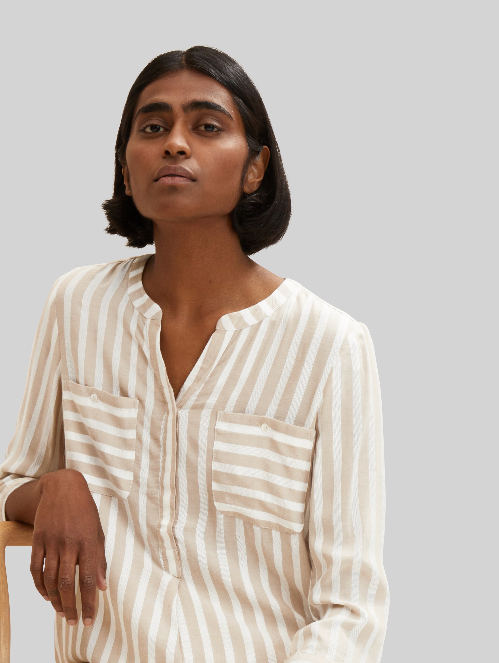Blouse met streeppatroon - beige offwhite vertical stripe