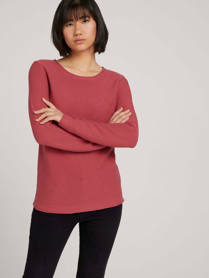 Gebreide trui met ronde hals door Women, cozy pink