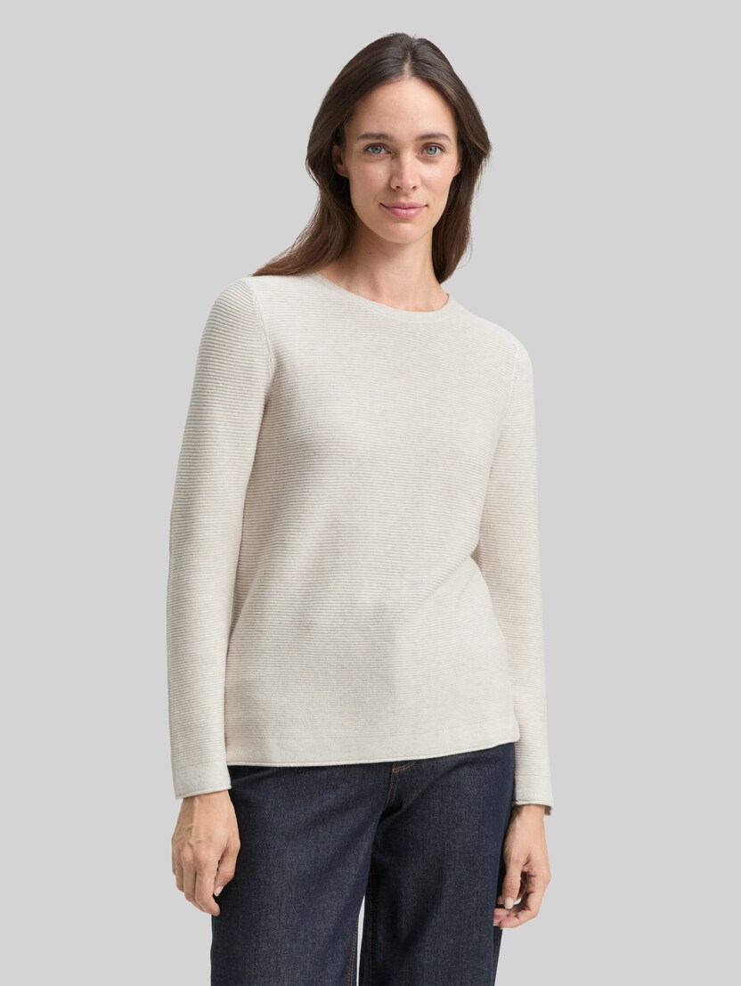 Gebreide trui met ronde hals door Women, dusty alabaster melange