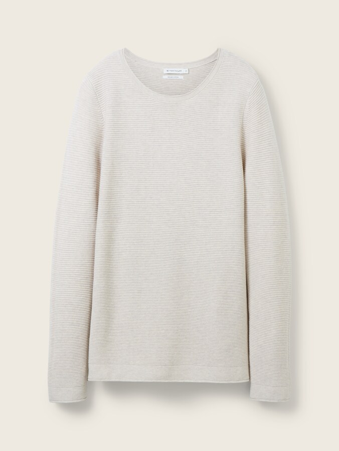 Knitted jumper with round neckline by Women, dusty alabaster melange