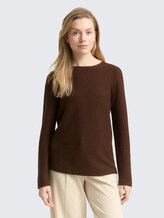 Pull en maille de coton - dark pecan brown - Découpe Vue de face du modèle
