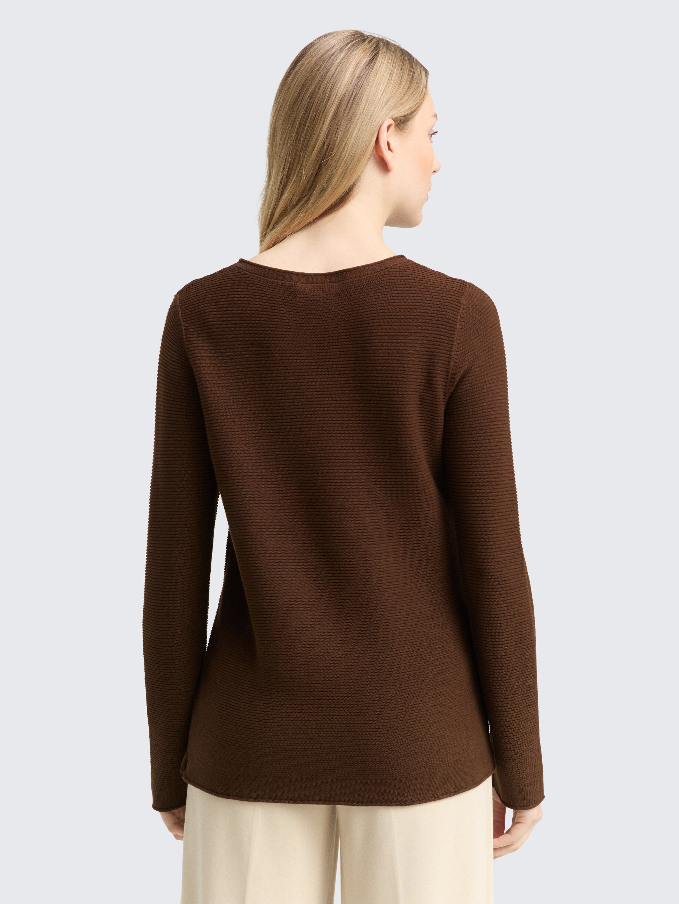 Gebreide trui van biologisch katoen - dark_pecan_brown - 