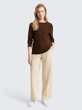 Pull en maille de coton - dark pecan brown - Vue de face du modèle