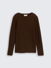 Pull en maille de coton - dark pecan brown