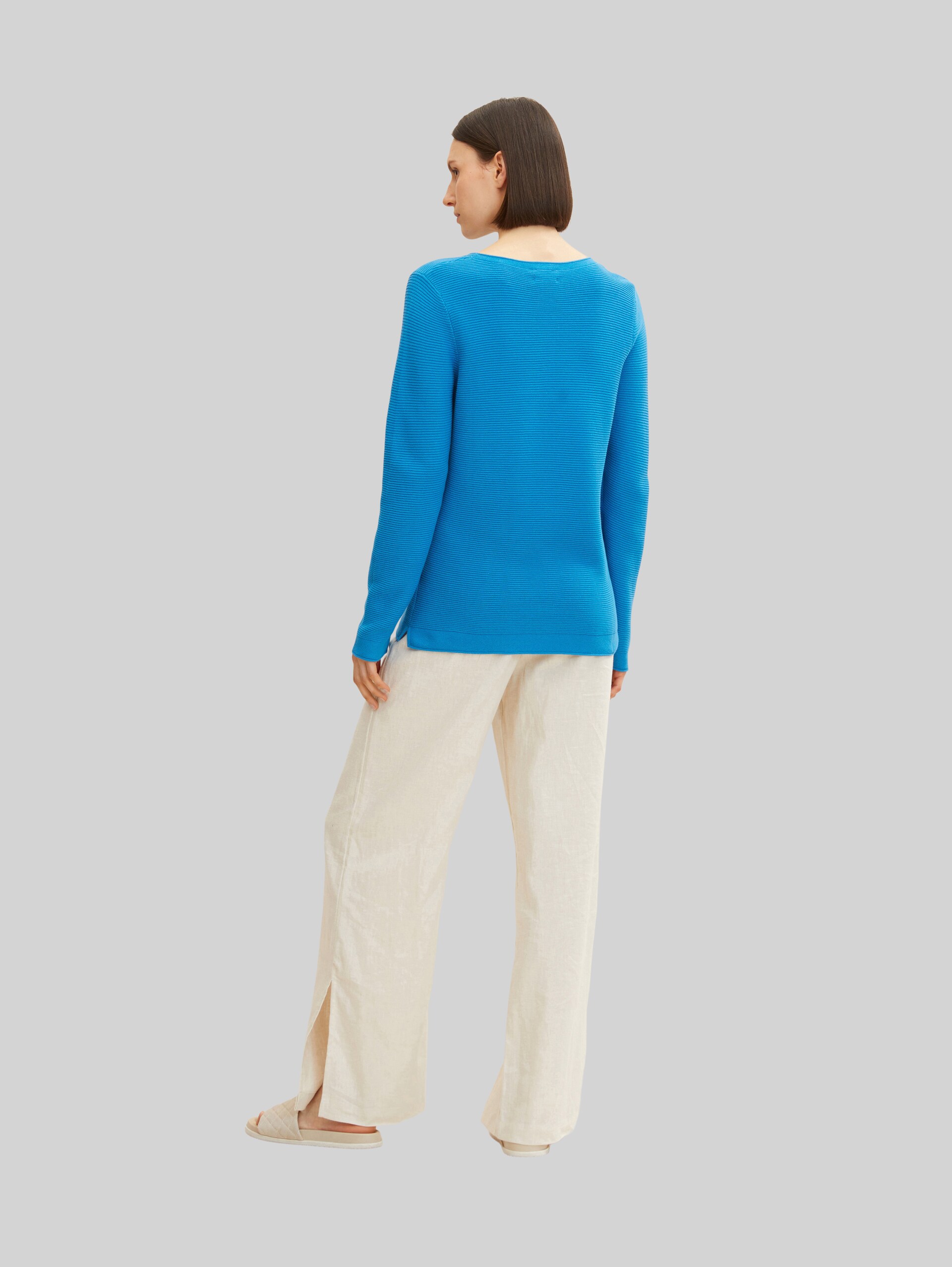 Gebreide trui van katoen - sublime teal blue