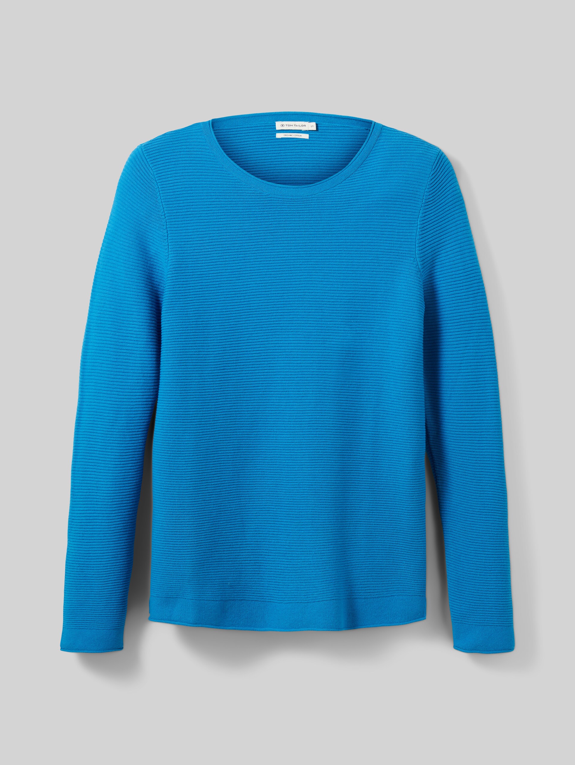 Gebreide trui van katoen - sublime teal blue