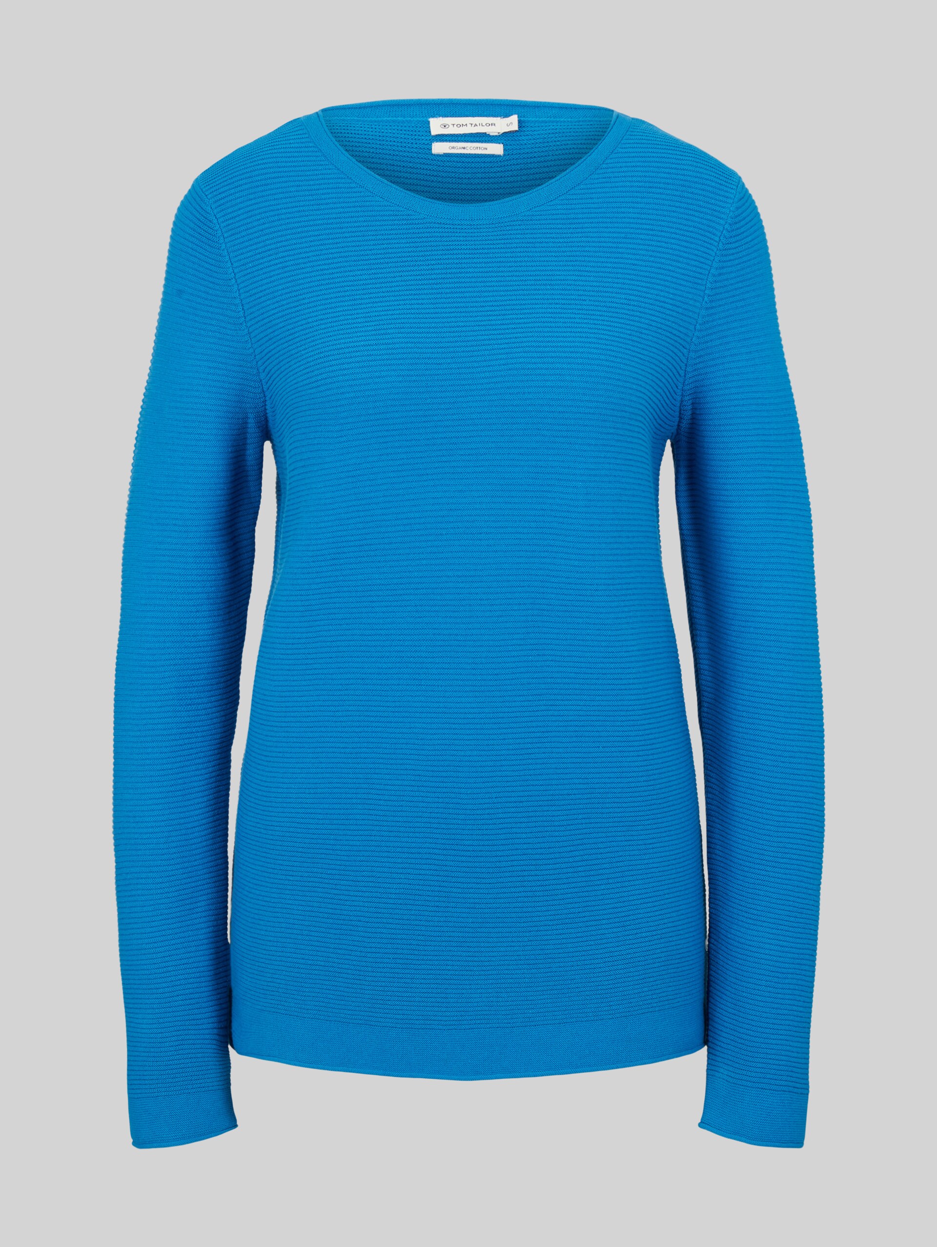 Gebreide trui van katoen - sublime teal blue