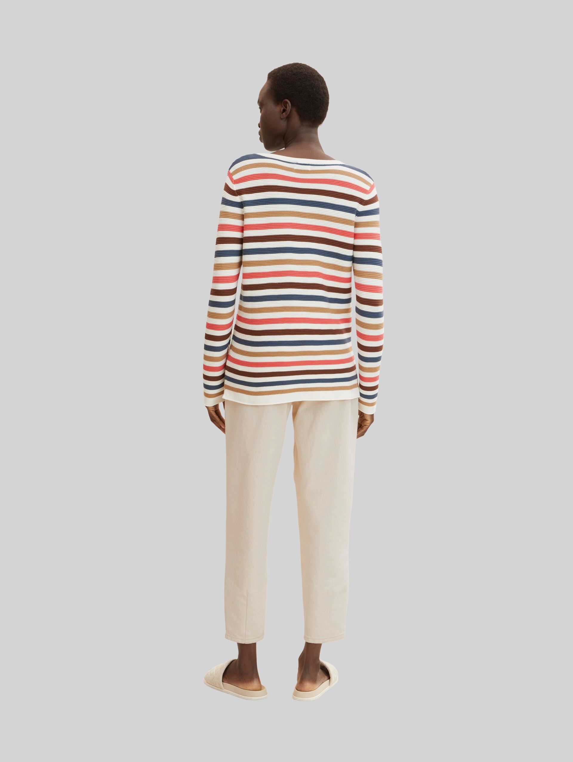 Gebreide trui van katoen - pink multicolor stripe