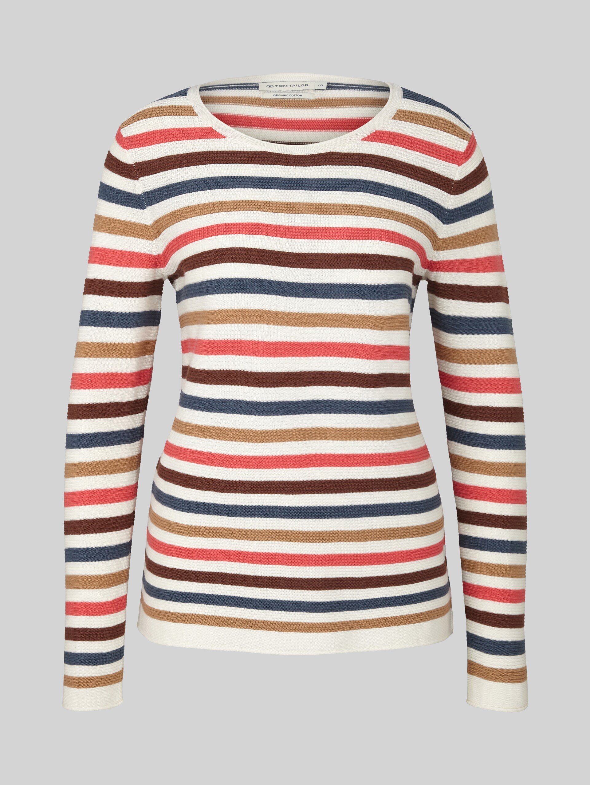 Gebreide trui van katoen - pink multicolor stripe