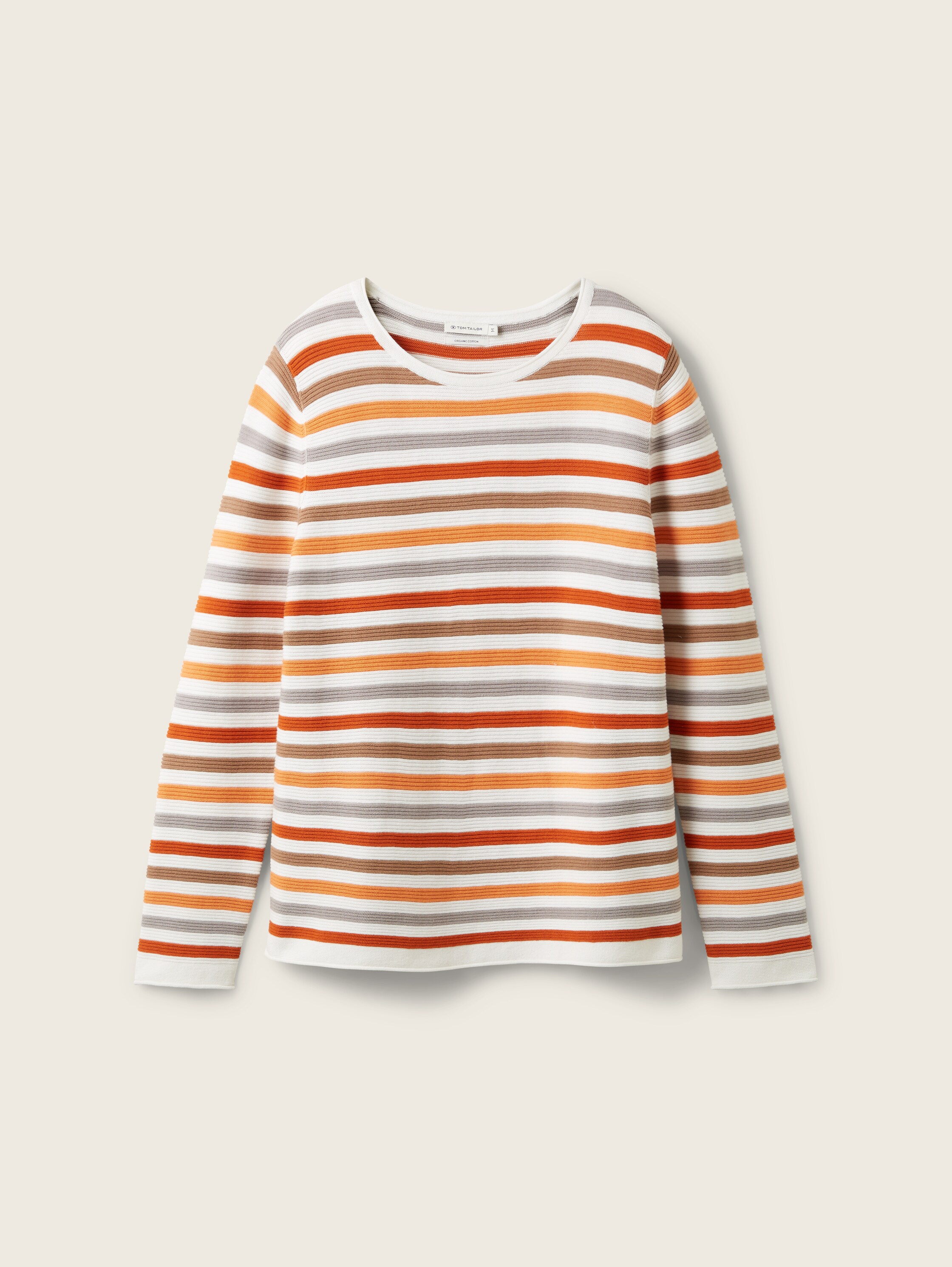 Strickpullover aus Bio-Baumwolle - orange ottoman stripe