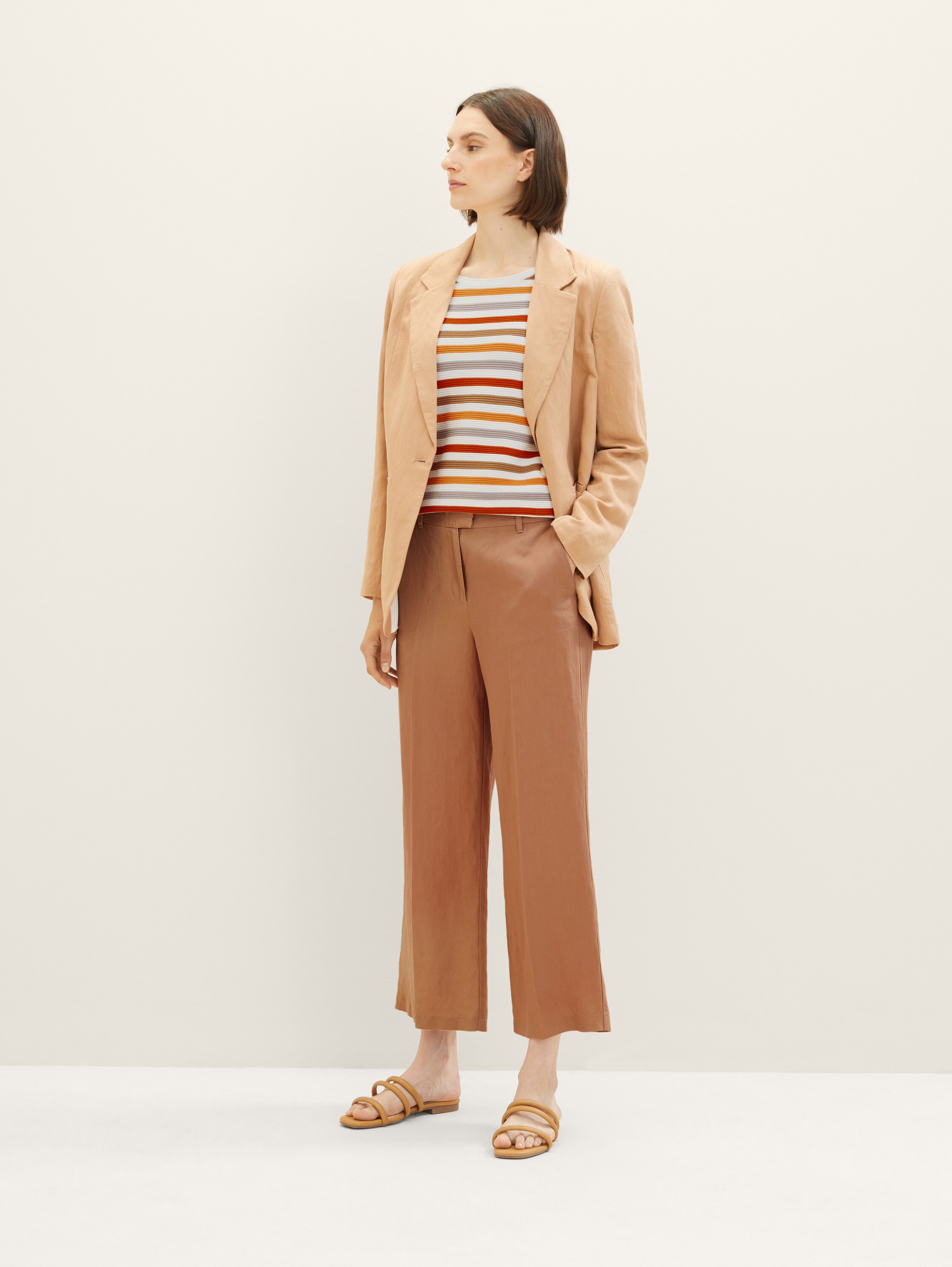 Strickpullover aus Bio-Baumwolle - orange ottoman stripe - Detail-Model-Ansicht