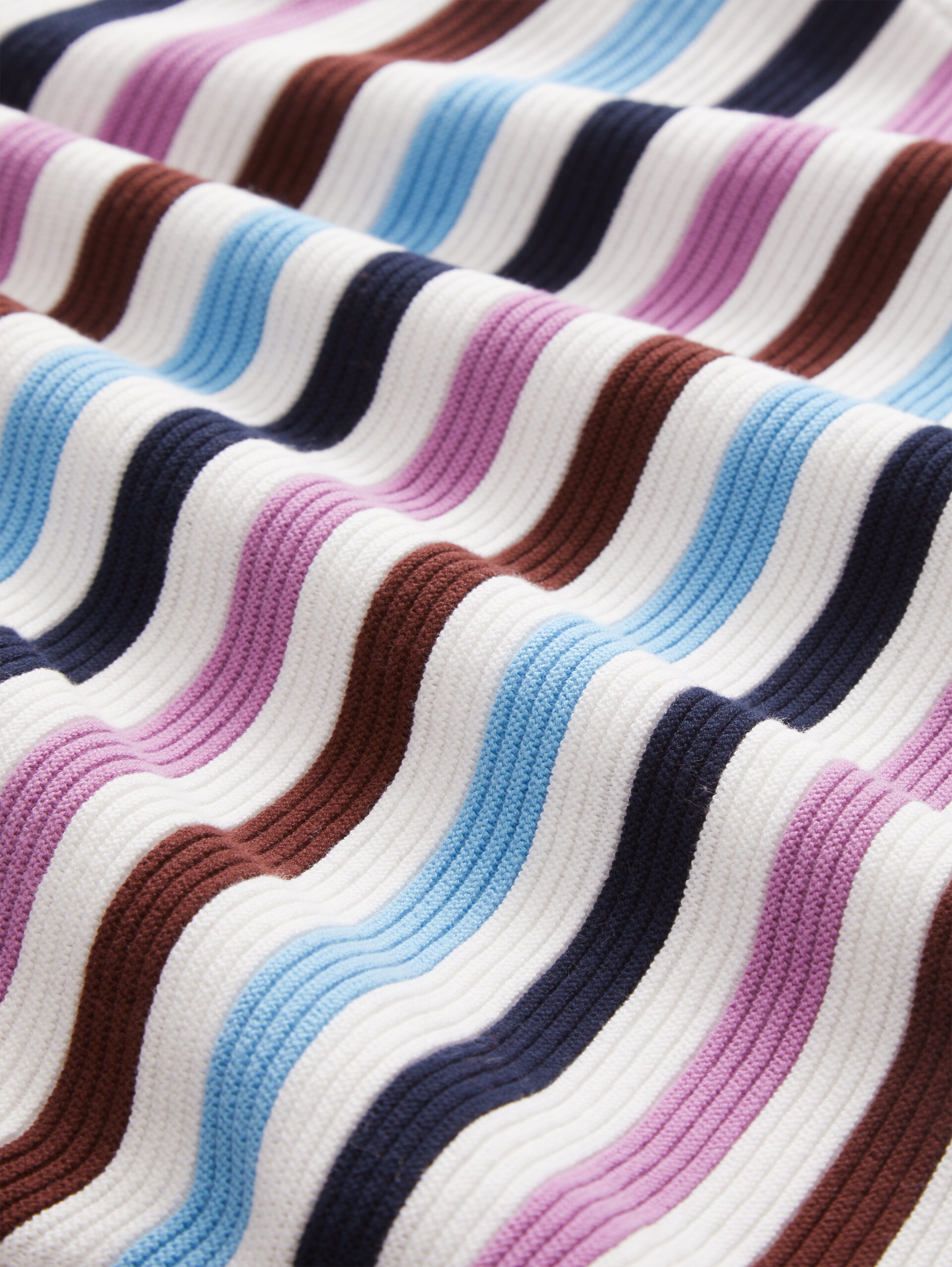 Cotton knitted jumper - mauvy ottoman stripe - Material view