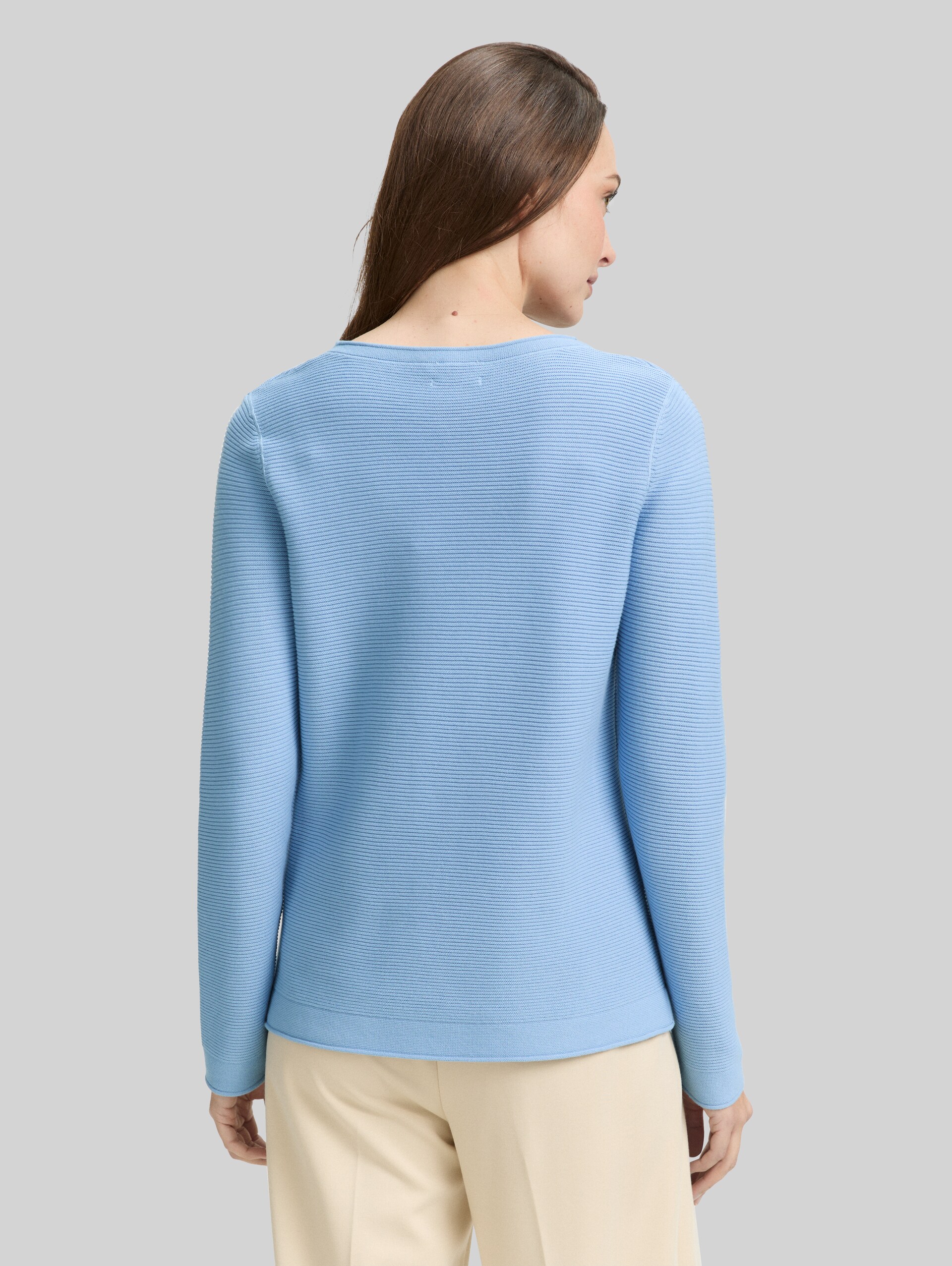 Cotton knit jumper - light fjord blue