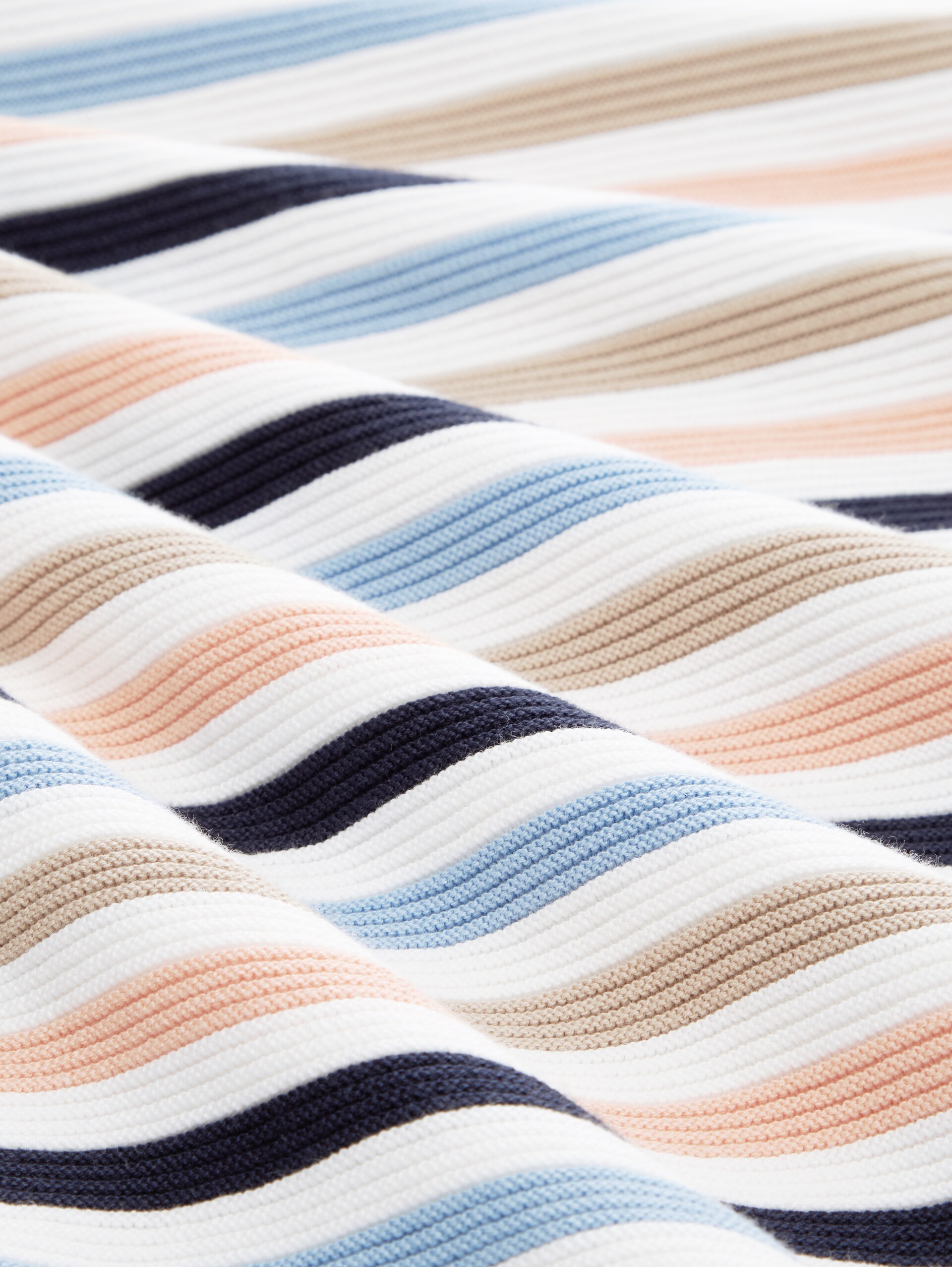 Gebreide trui van katoen - peach blue ottoman stripe - Materiaalweergave