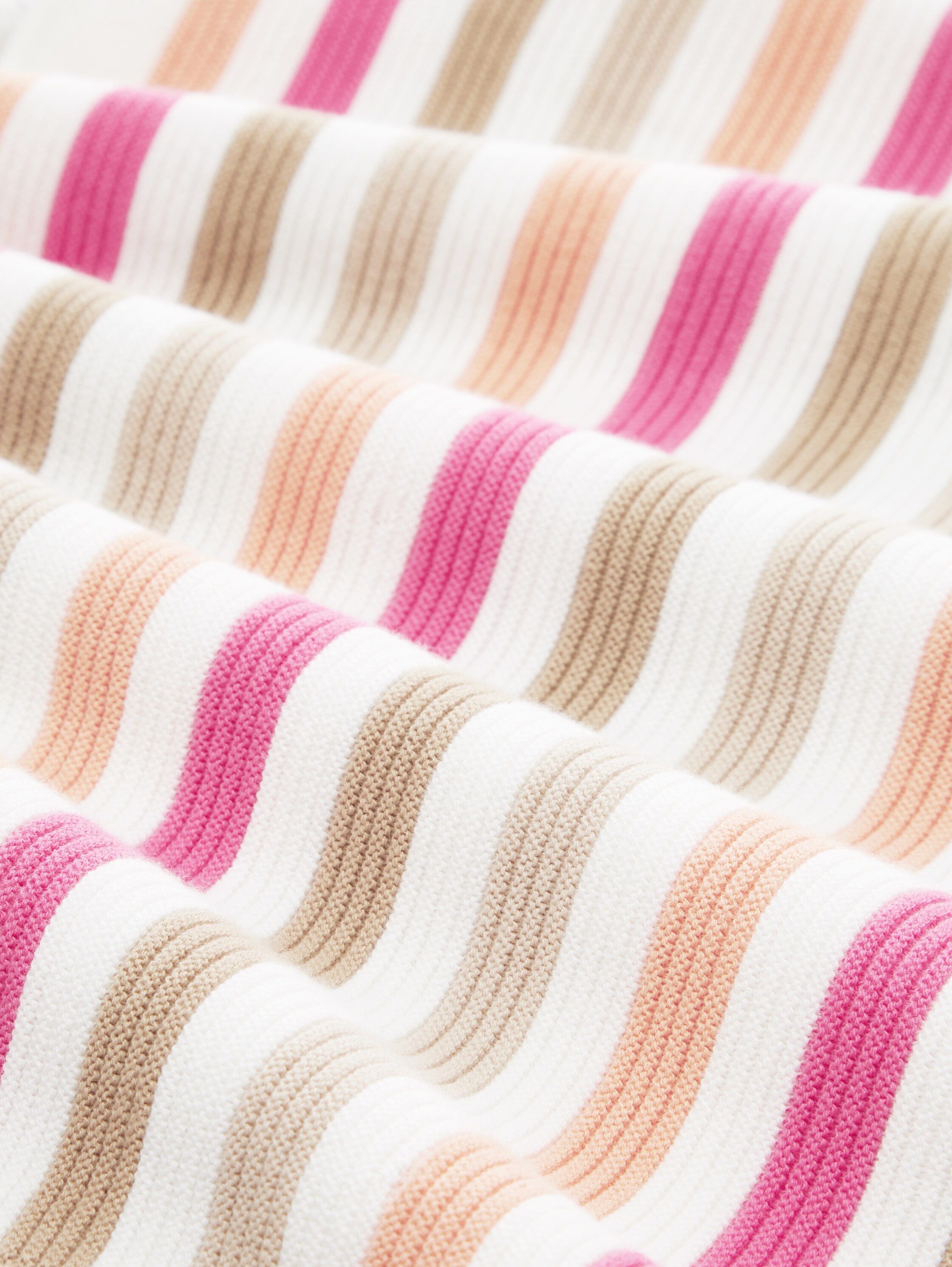 Gebreide trui van biologisch katoen - pink peach ottoman stripe - Materiaalweergave