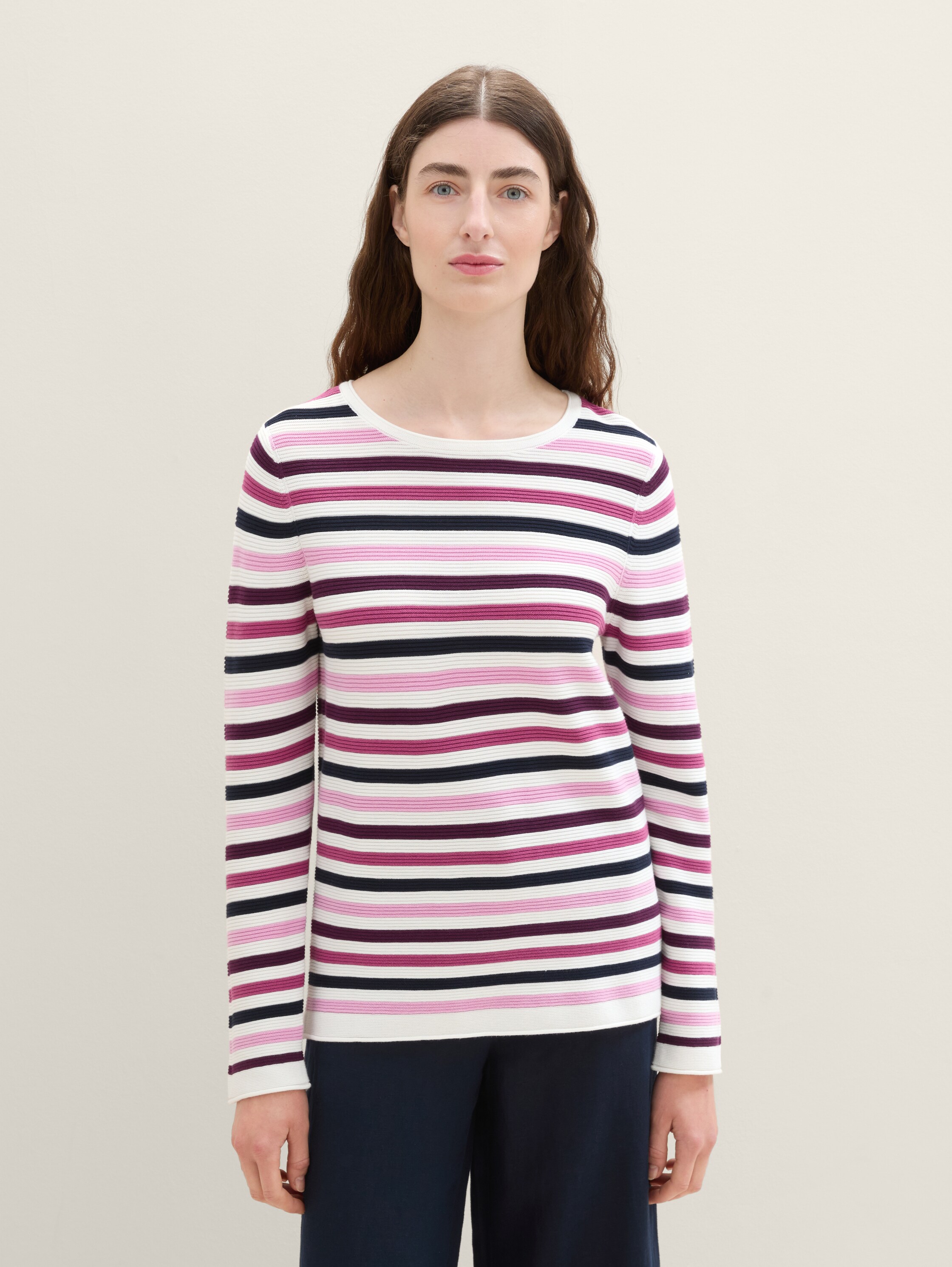 Gebreide trui van biologisch katoen - berry_knit_stripe_design - 
