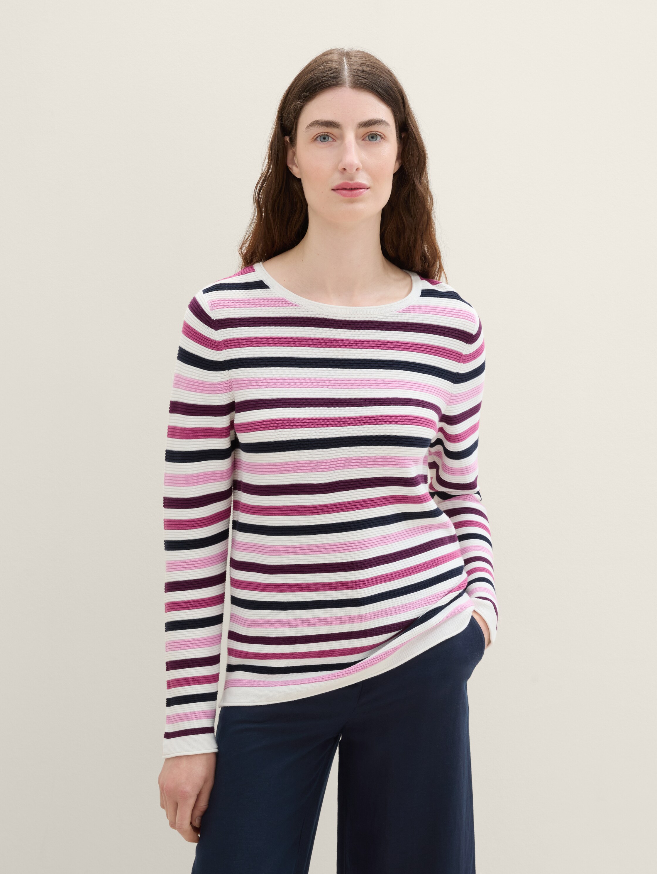 Gebreide trui van biologisch katoen - berry_knit_stripe_design - 