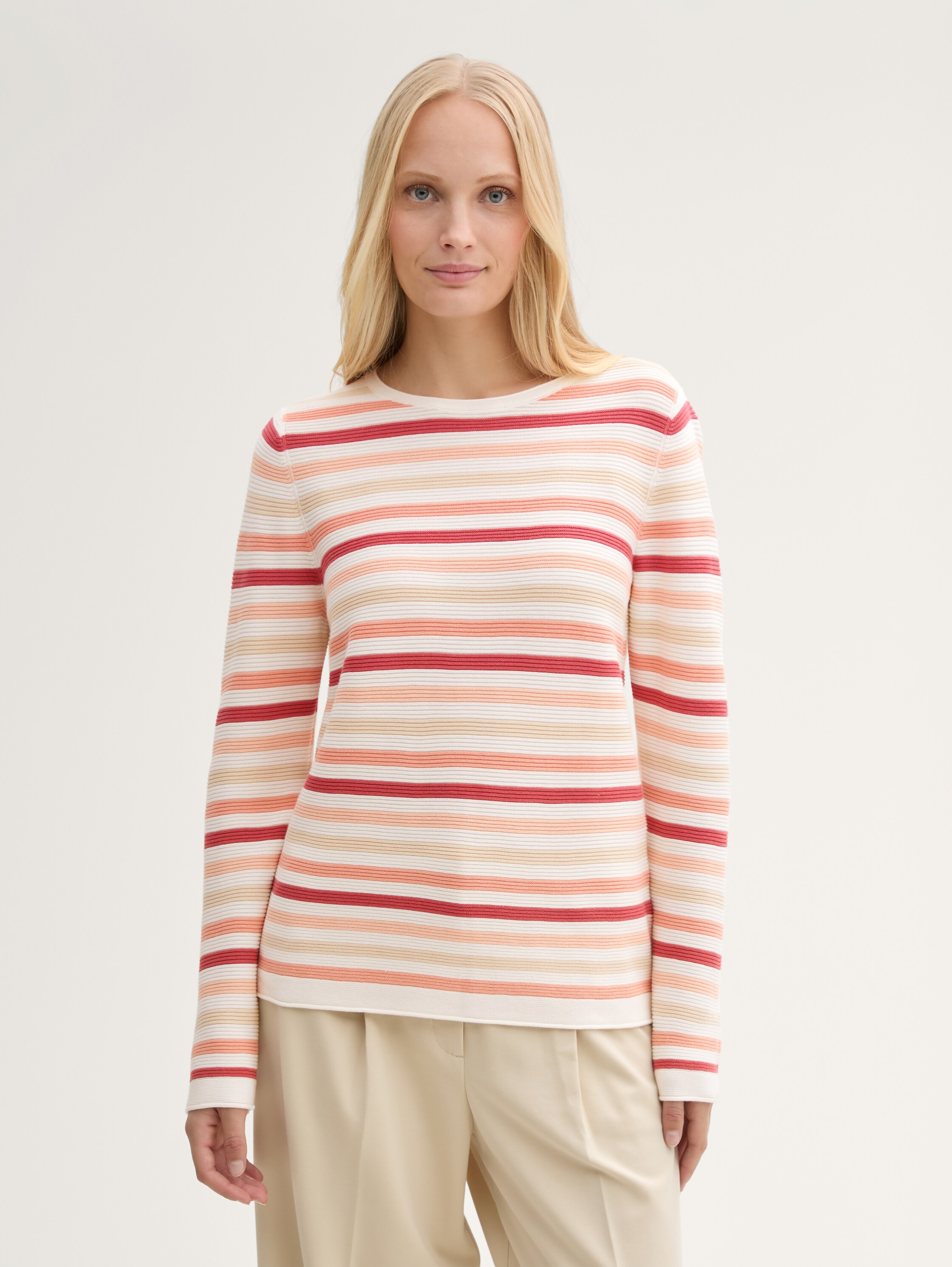 Strickpullover aus Baumwolle - peachy_knit_stripe_design - 