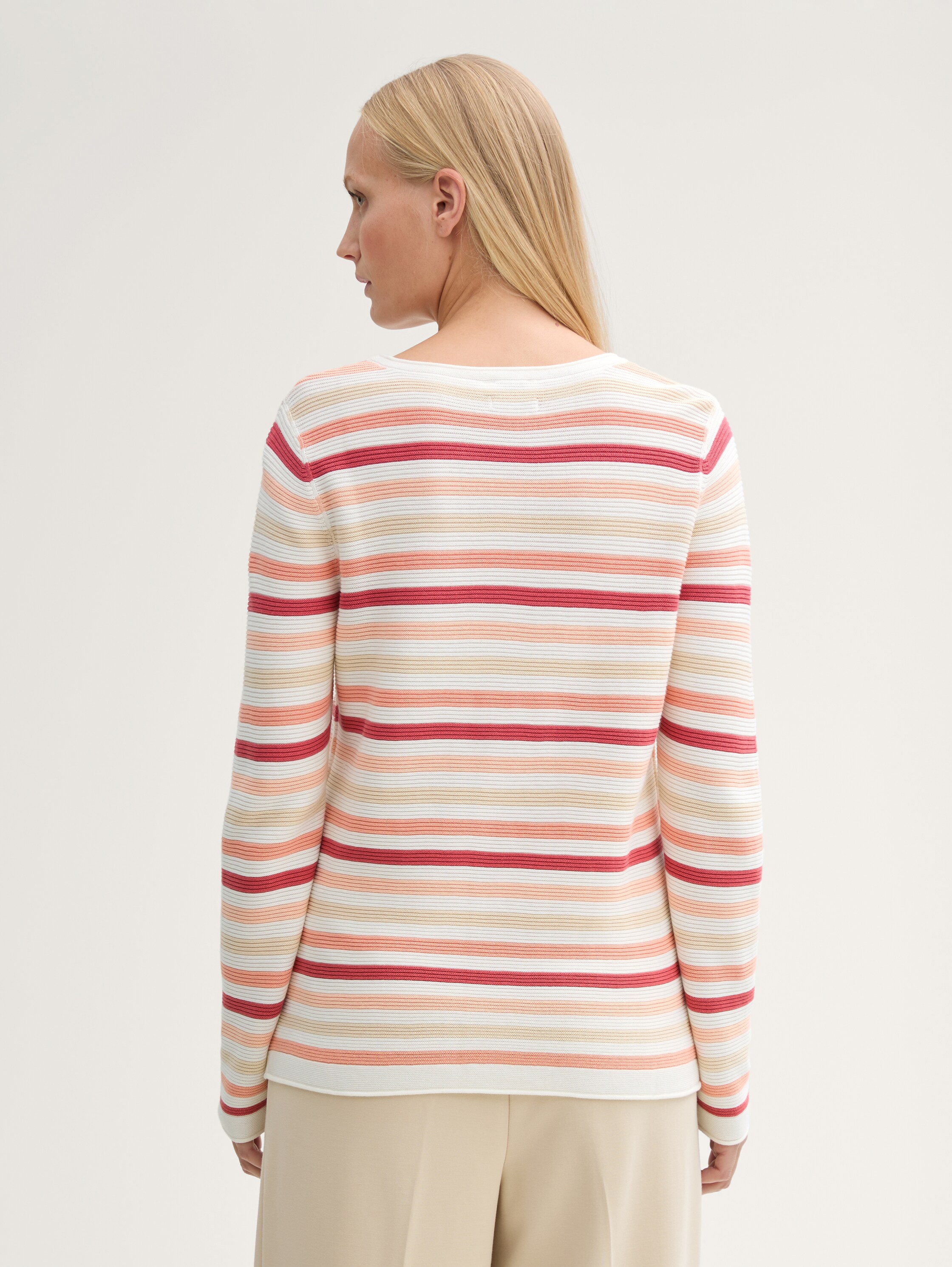 Strickpullover aus Baumwolle - peachy_knit_stripe_design - 