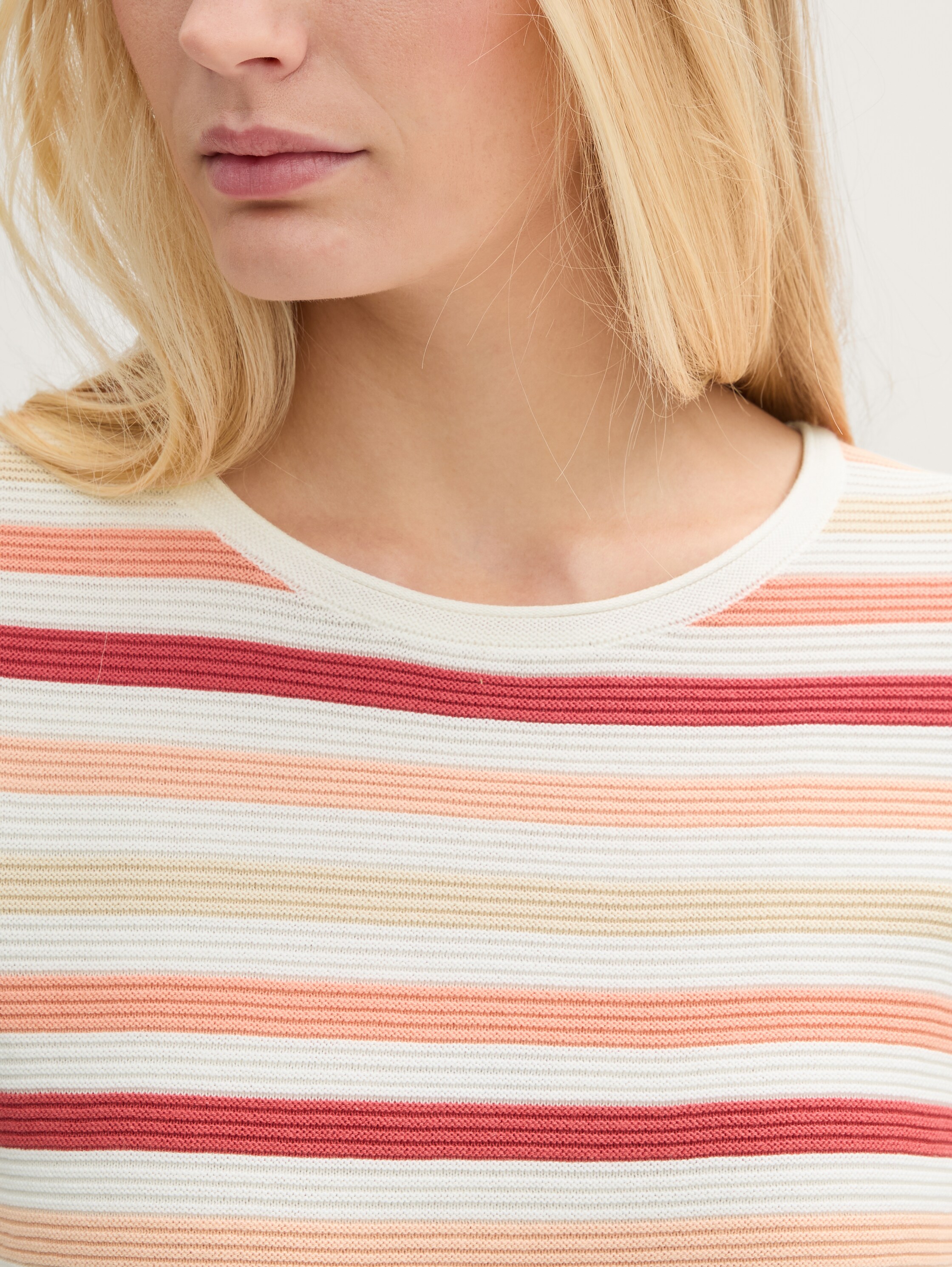 Strickpullover aus Baumwolle - peachy_knit_stripe_design - 