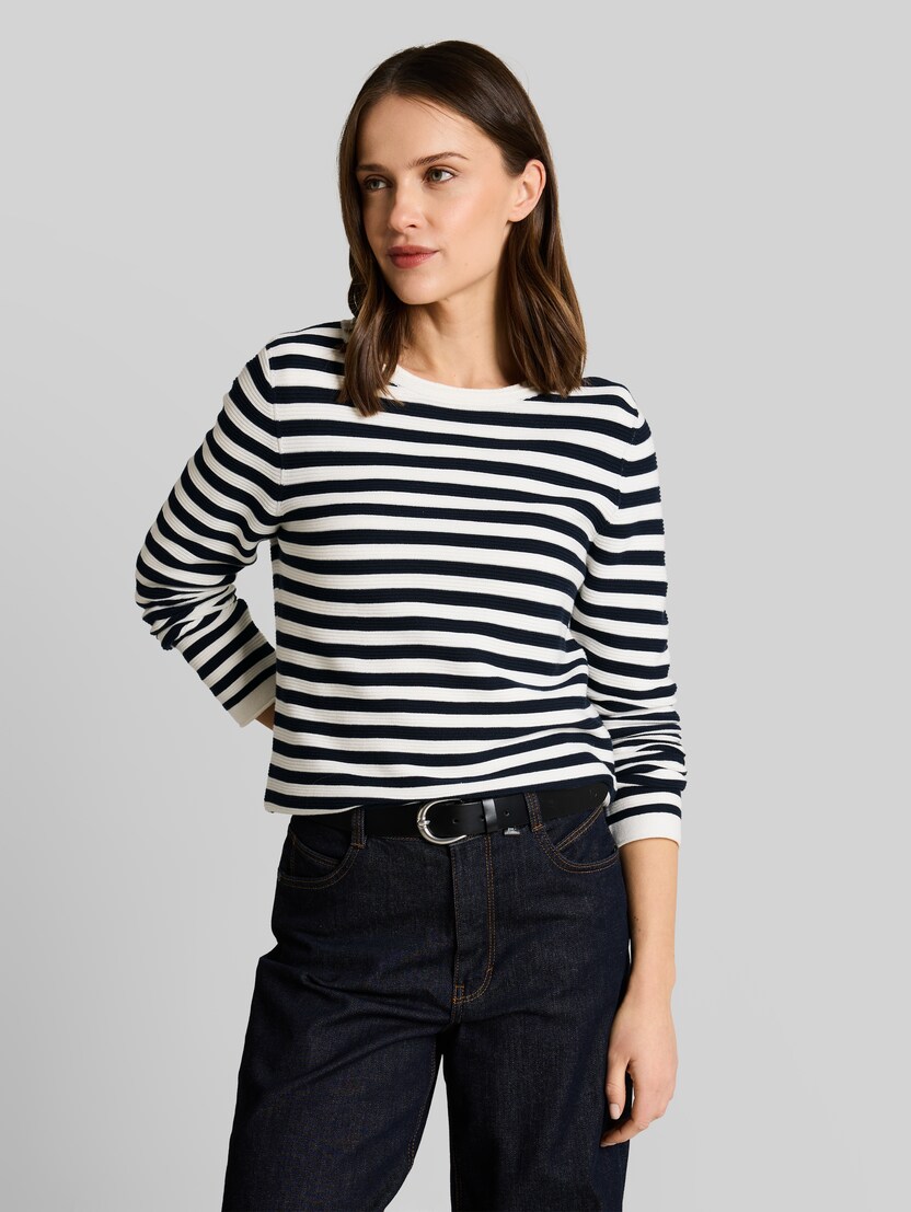 Gebreide trui van katoen door Women, dark navy white stripe