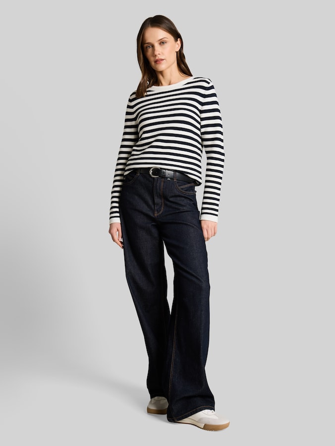 Pull en coton par Women, dark navy white stripe