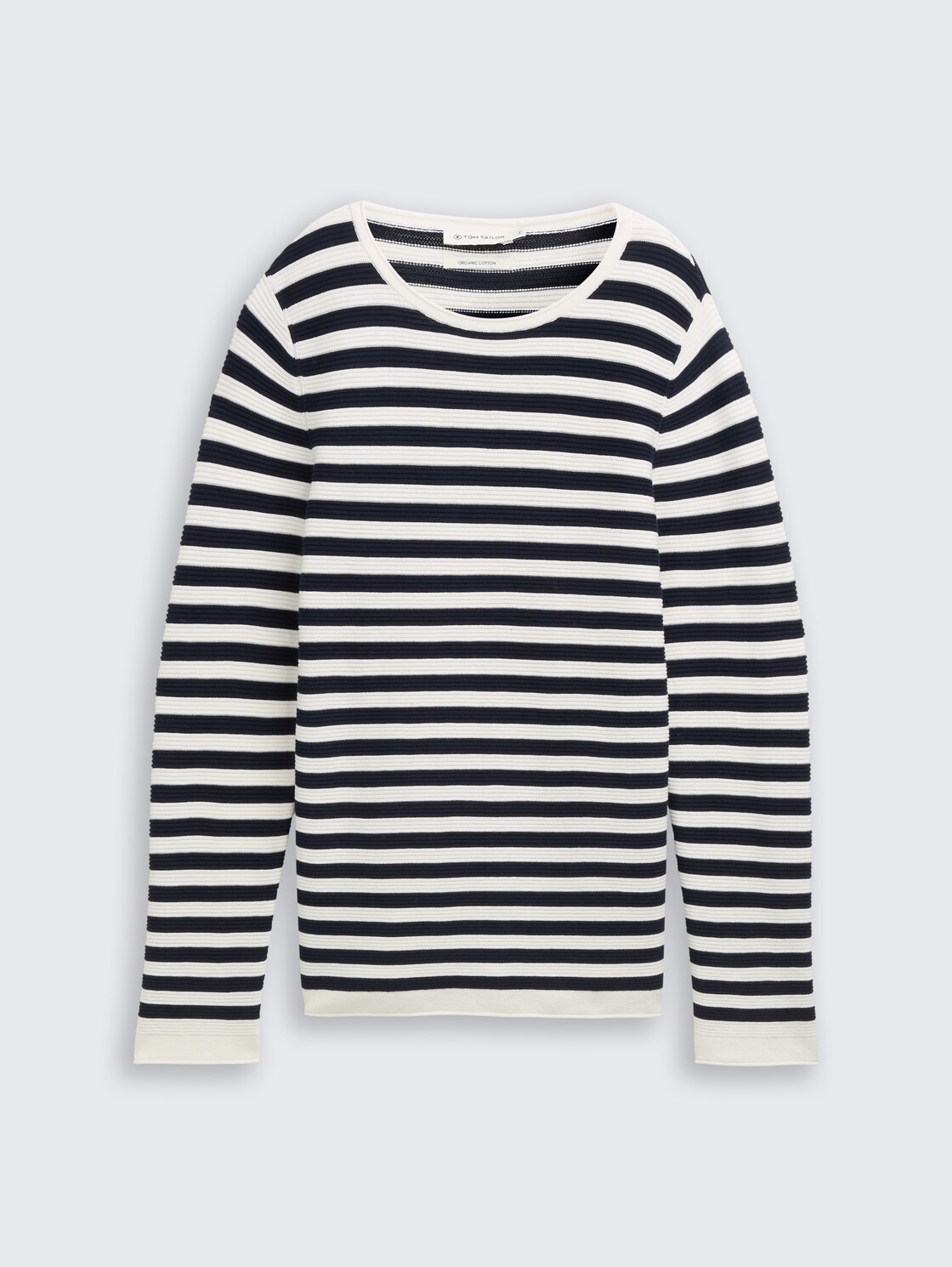 Strickpullover aus Baumwolle - dark navy white stripe