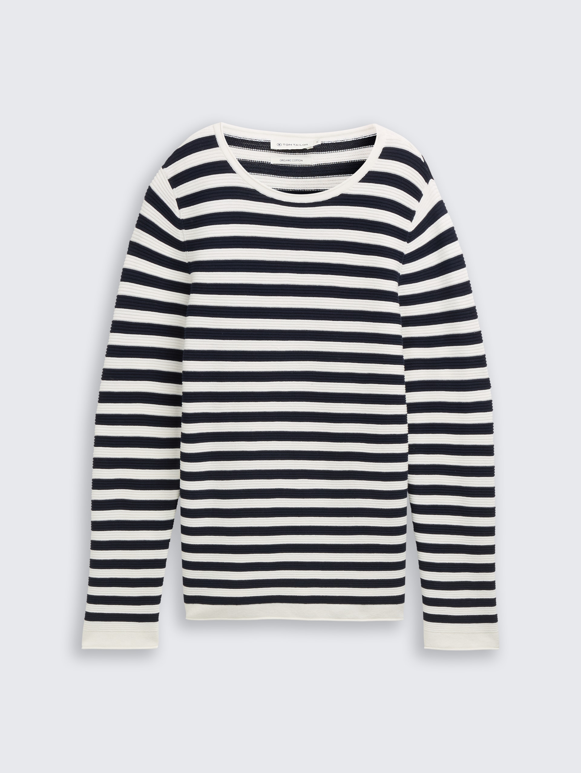Strickpullover aus Baumwolle - dark navy white stripe