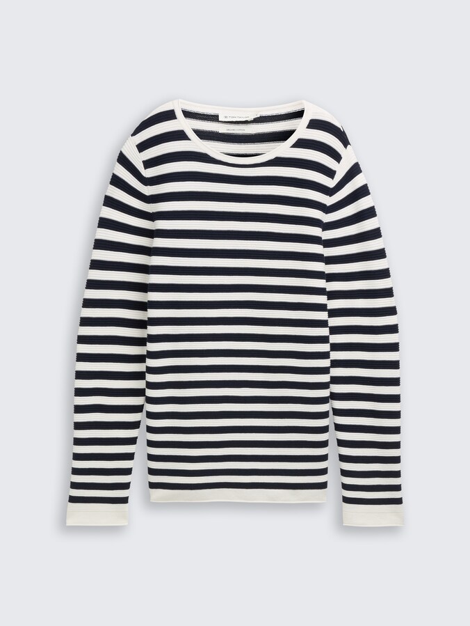 Strickpullover aus Baumwolle von Women, dark navy white stripe
