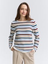 Pull en coton tricoté - teal colored ottoman knit - Découpe Vue de face du modèle