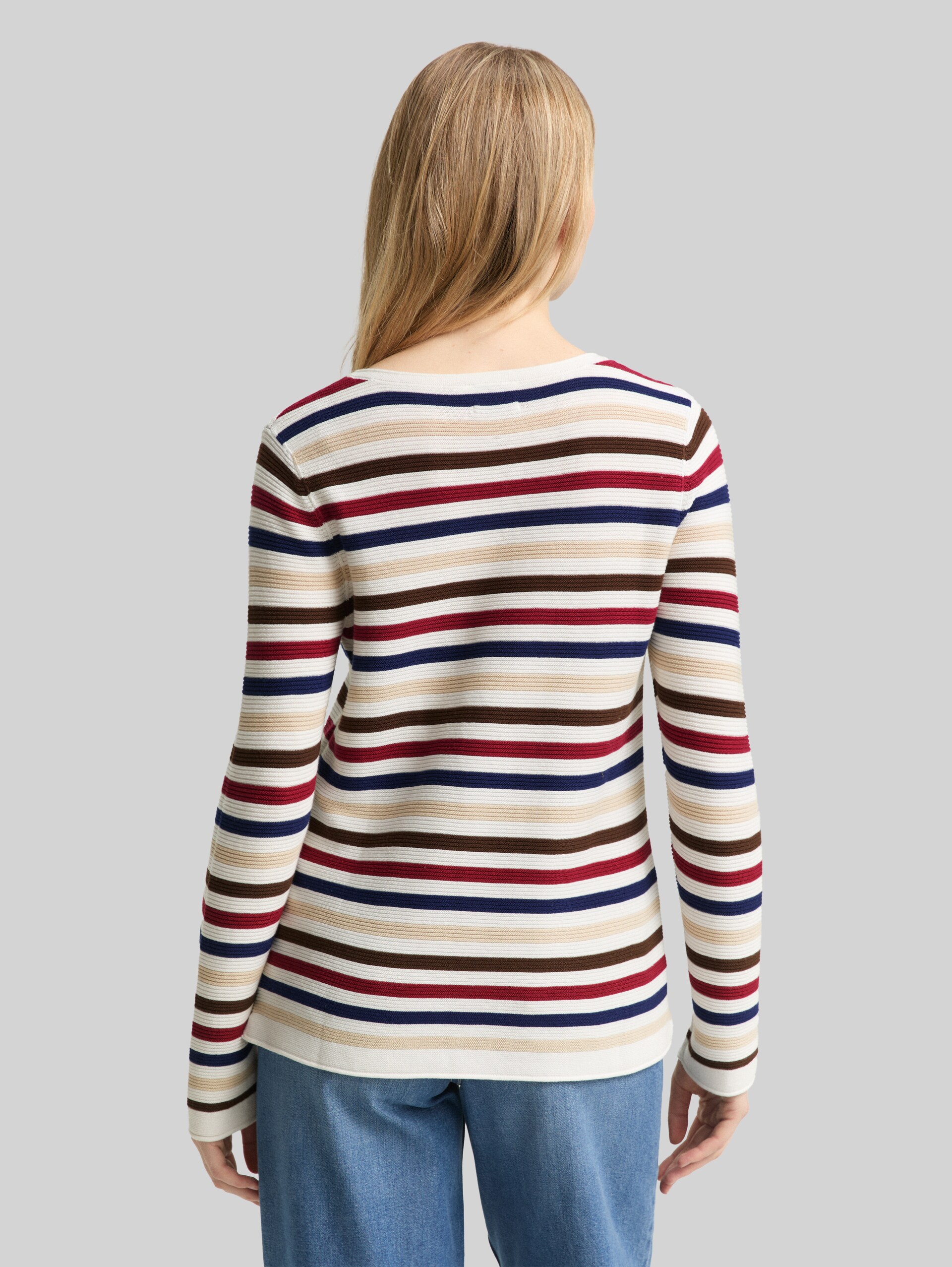 Cotton knit jumper - red brown ottoman