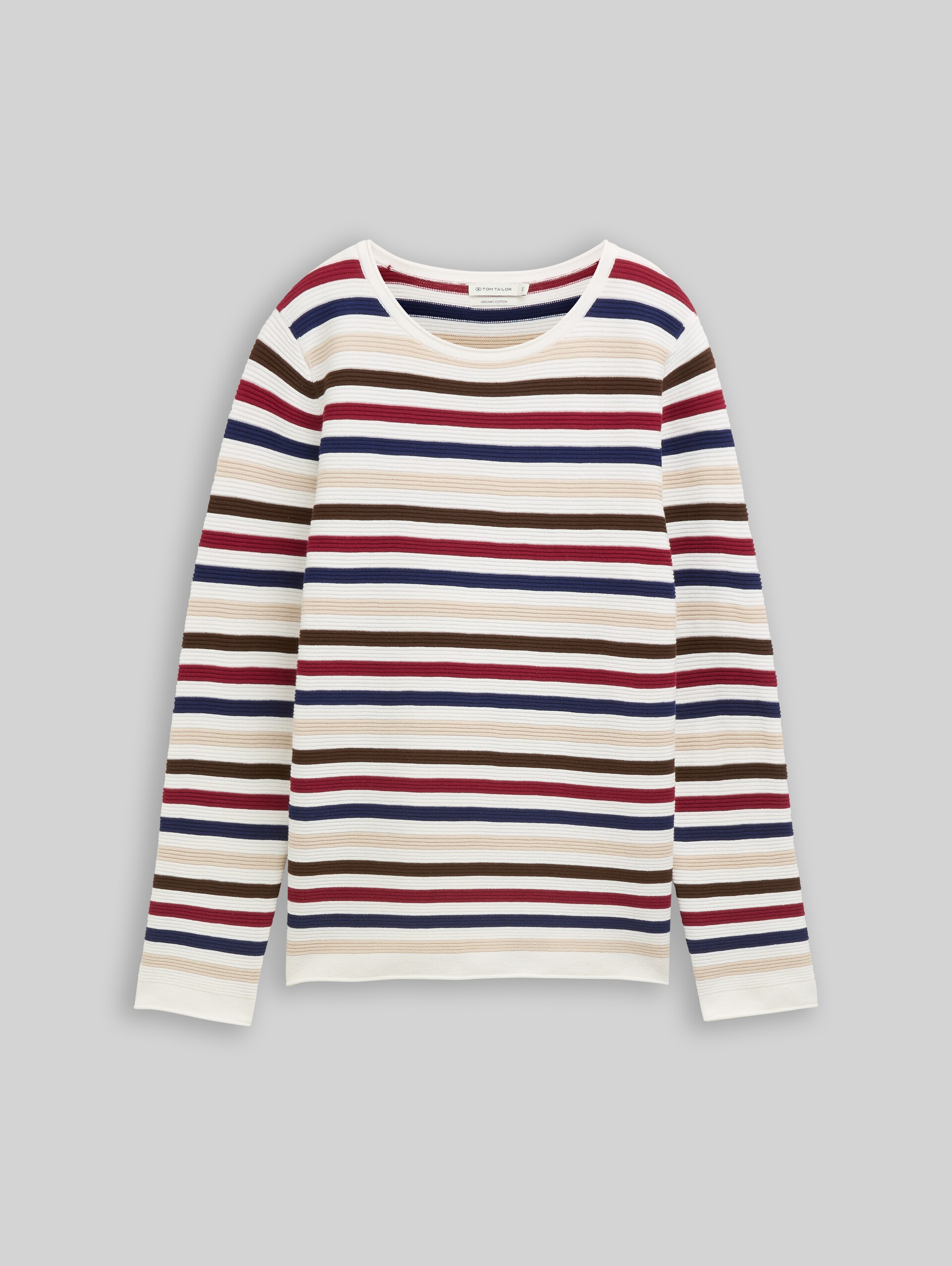 Cotton knit jumper - red brown ottoman