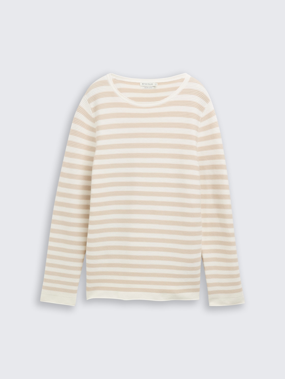 Strickpullover aus Baumwolle - sand stone offwhite stripe