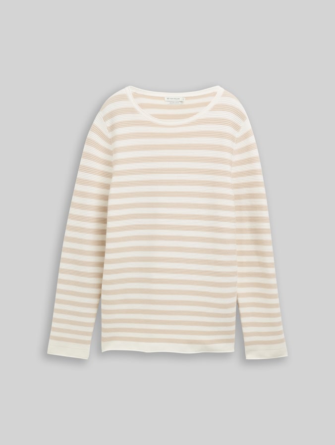 Strickpullover aus Baumwolle von Women, sand stone offwhite stripe