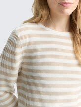 Strickpullover aus Baumwolle - sand stone offwhite stripe - Detail-Model-Ansicht