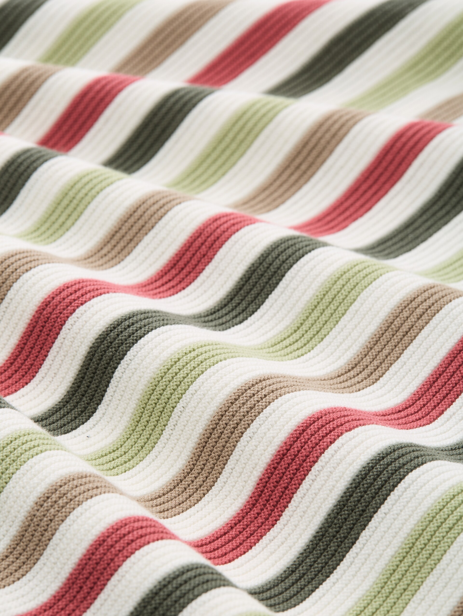 Strickpullover aus Baumwolle - cloudy green pink stripe - Material-Ansicht