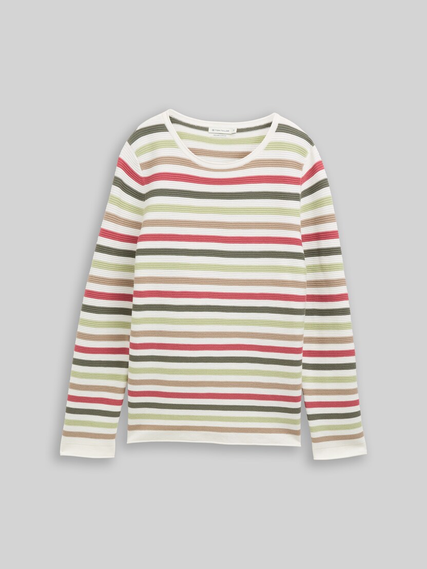 Strickpullover aus Baumwolle von Women, cloudy green pink stripe