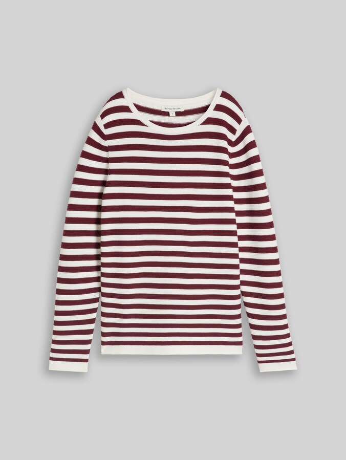 Cotton knitted jumper by Women, preppy plum stripe