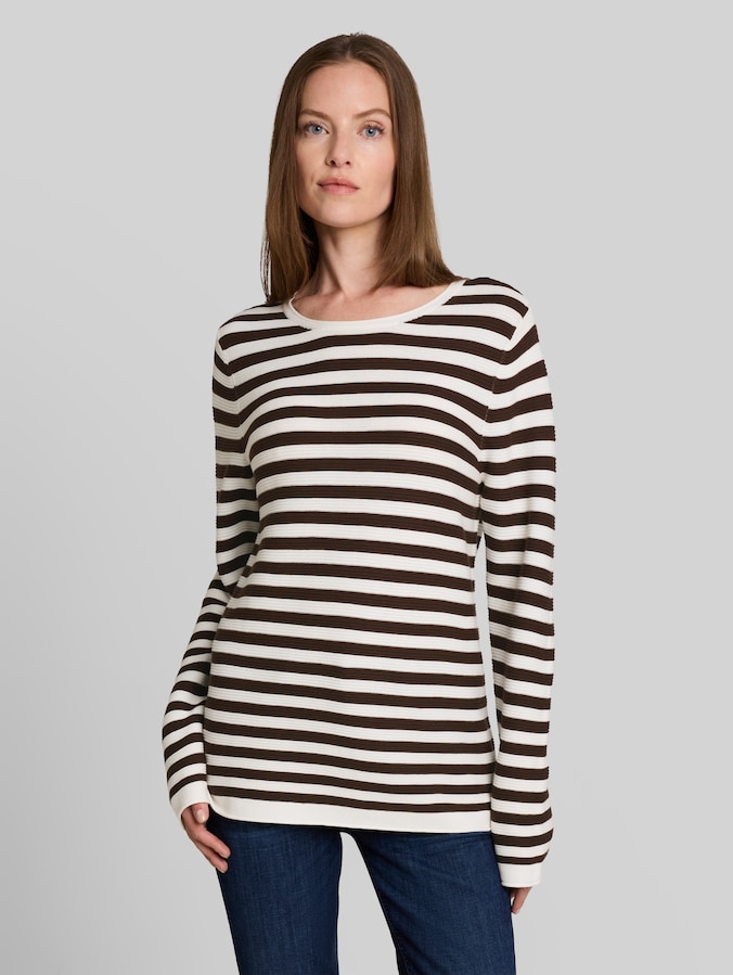 Strickpullover aus Baumwolle von Women, java brown stripe