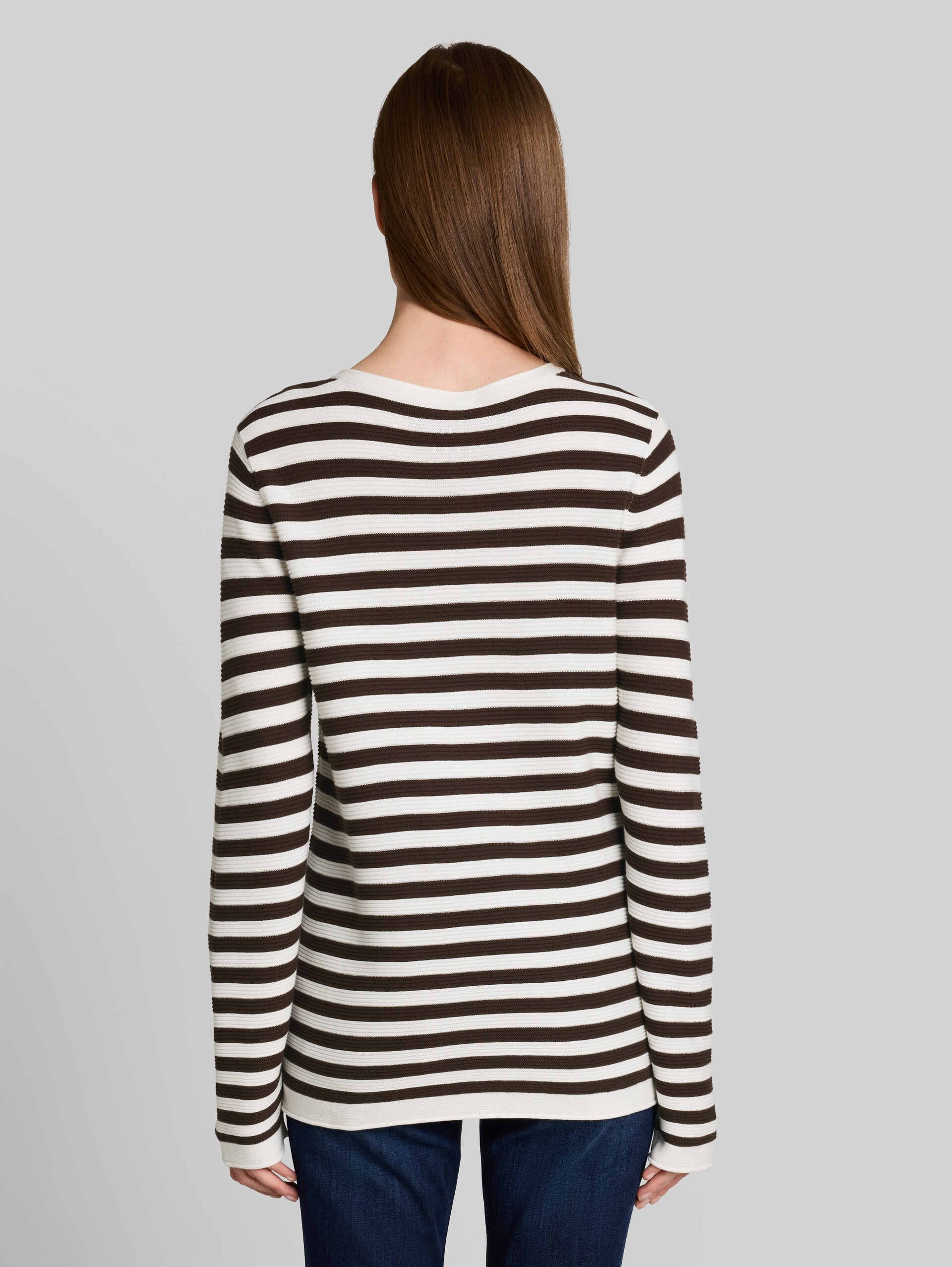 Gebreide trui van katoen - java brown stripe