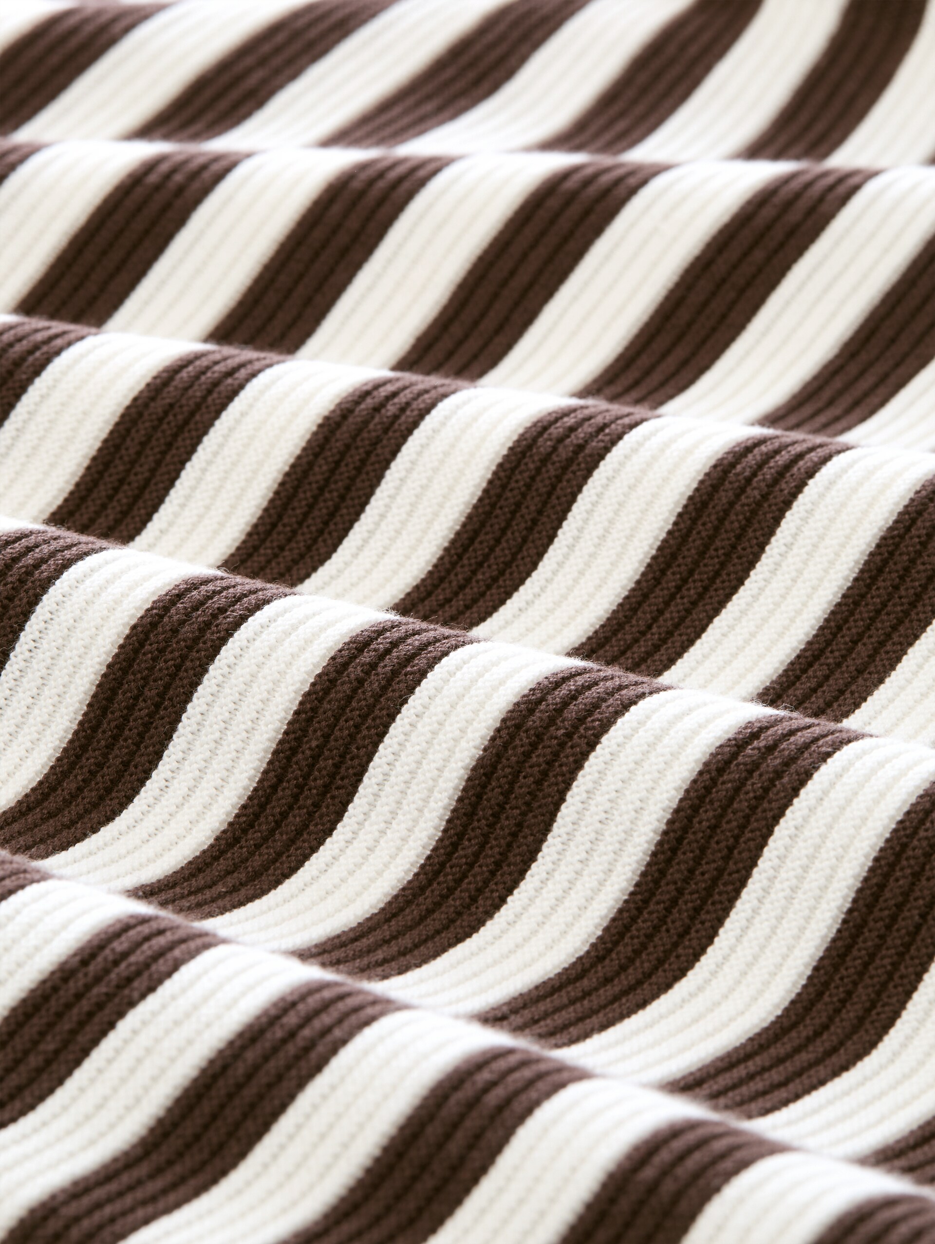 Gebreide trui van katoen - java brown stripe - Materiaalweergave