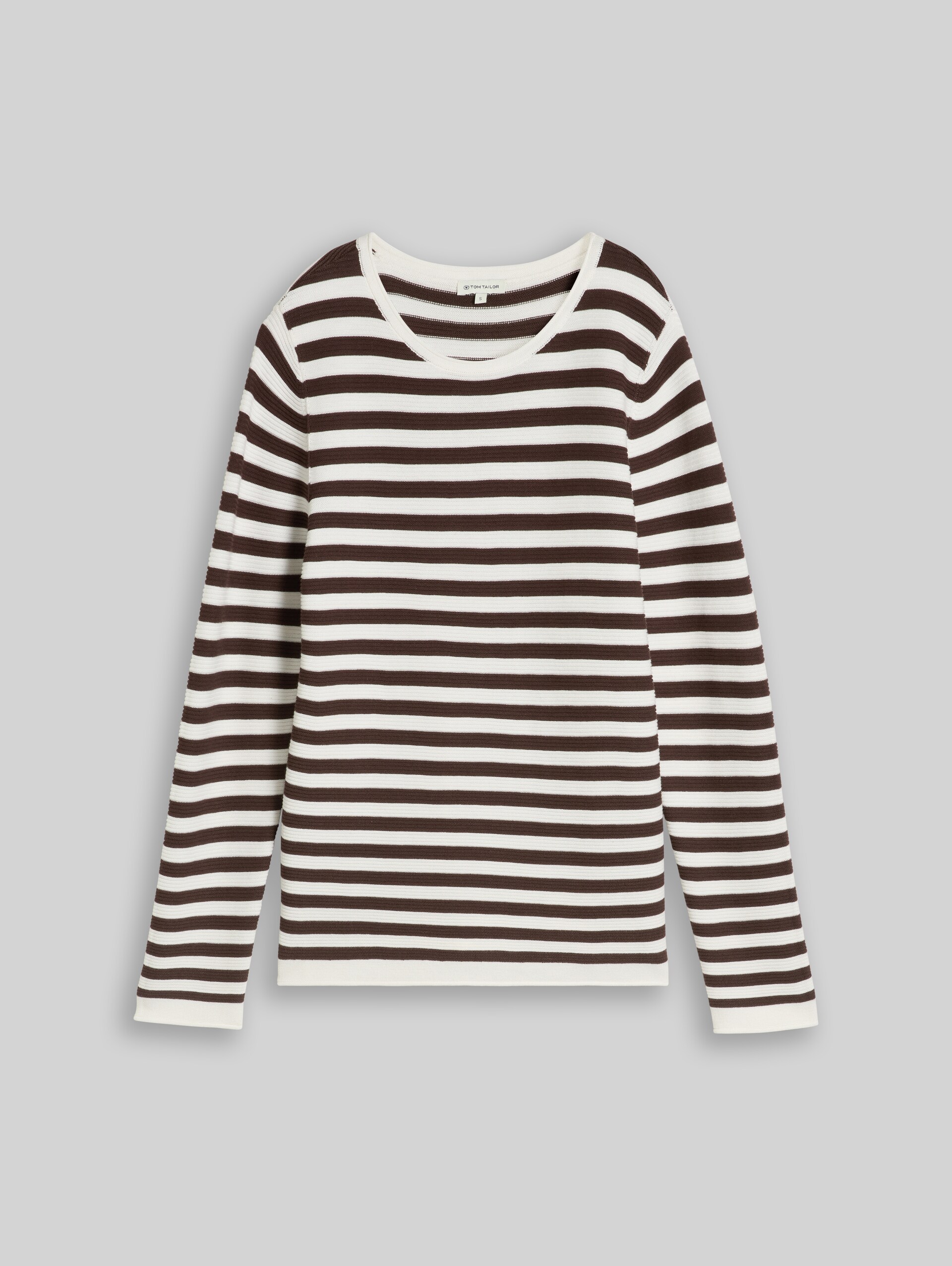 Gebreide trui van katoen - java brown stripe