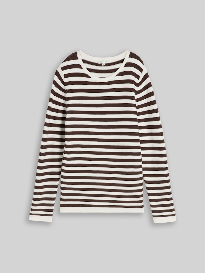 Pull en tricot de coton par Women, java brown stripe