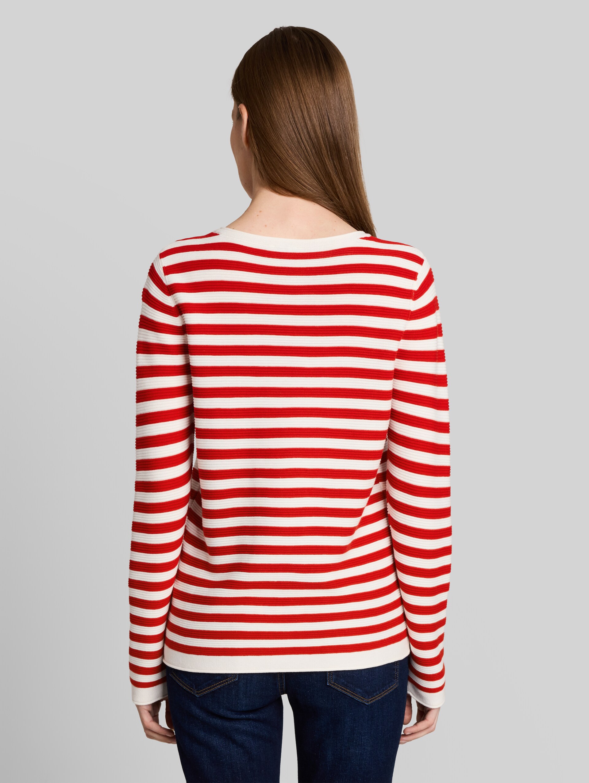 Gebreide trui van katoen - soft red stripe
