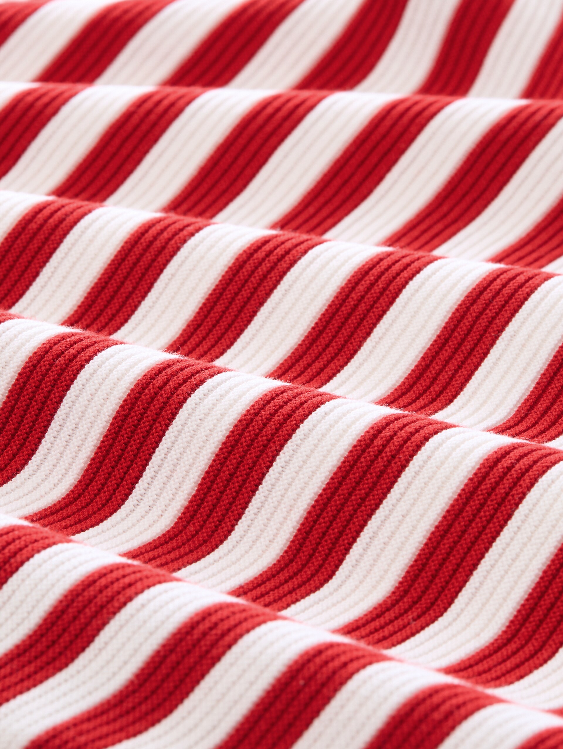 Gebreide trui van katoen - soft red stripe - Materiaalweergave