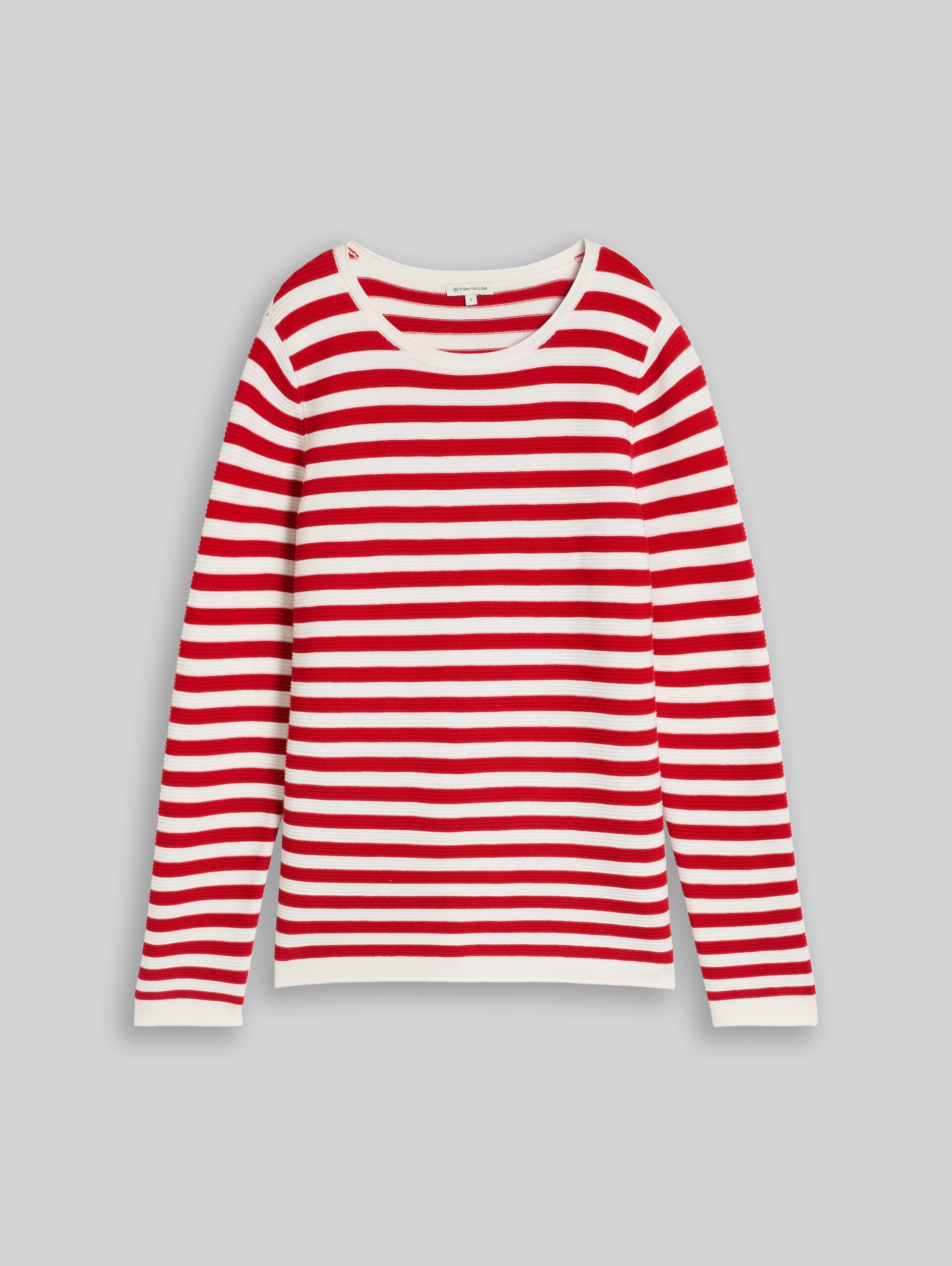 Gebreide trui van katoen - soft red stripe